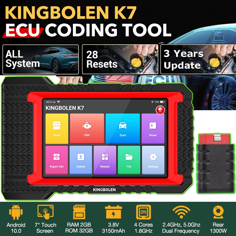 2024 KINGBOLEN K7 Elite OBD2 Scanner All System Diagnostic Tool ECU Key Coding