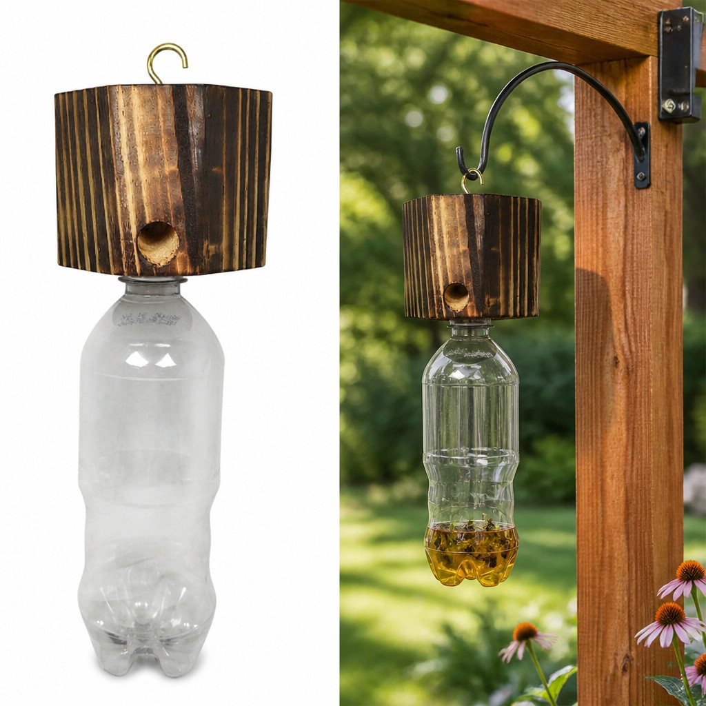 Pressure Treated Yellow Pine Torched Wood Outdoor Hanging Carpenter Bee Trap