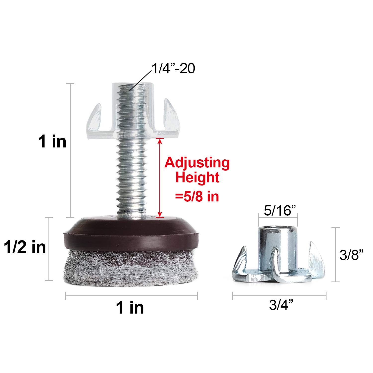 12 Pack Furniture Levelers Table and Chairs Leveling Feet with High Density Felt