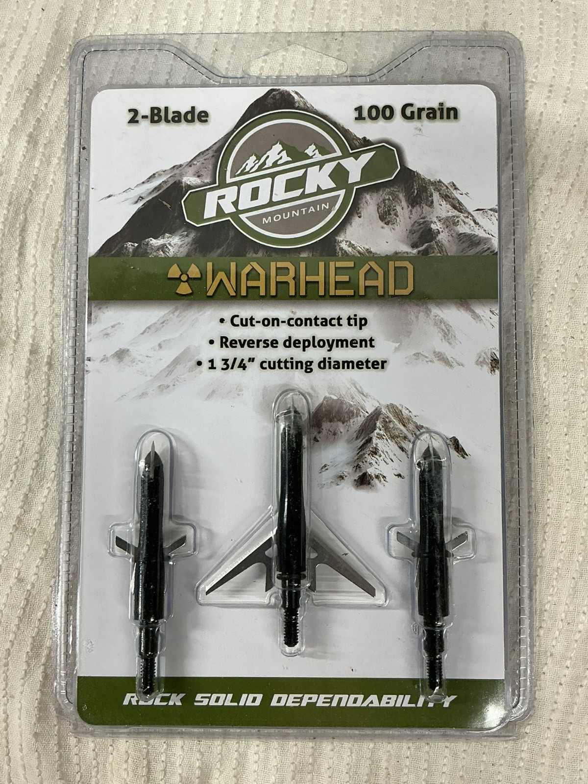 Rocky Mountain Warhead  2 Blade 100 Grain Broadhead 3 Pack BRAND NEW