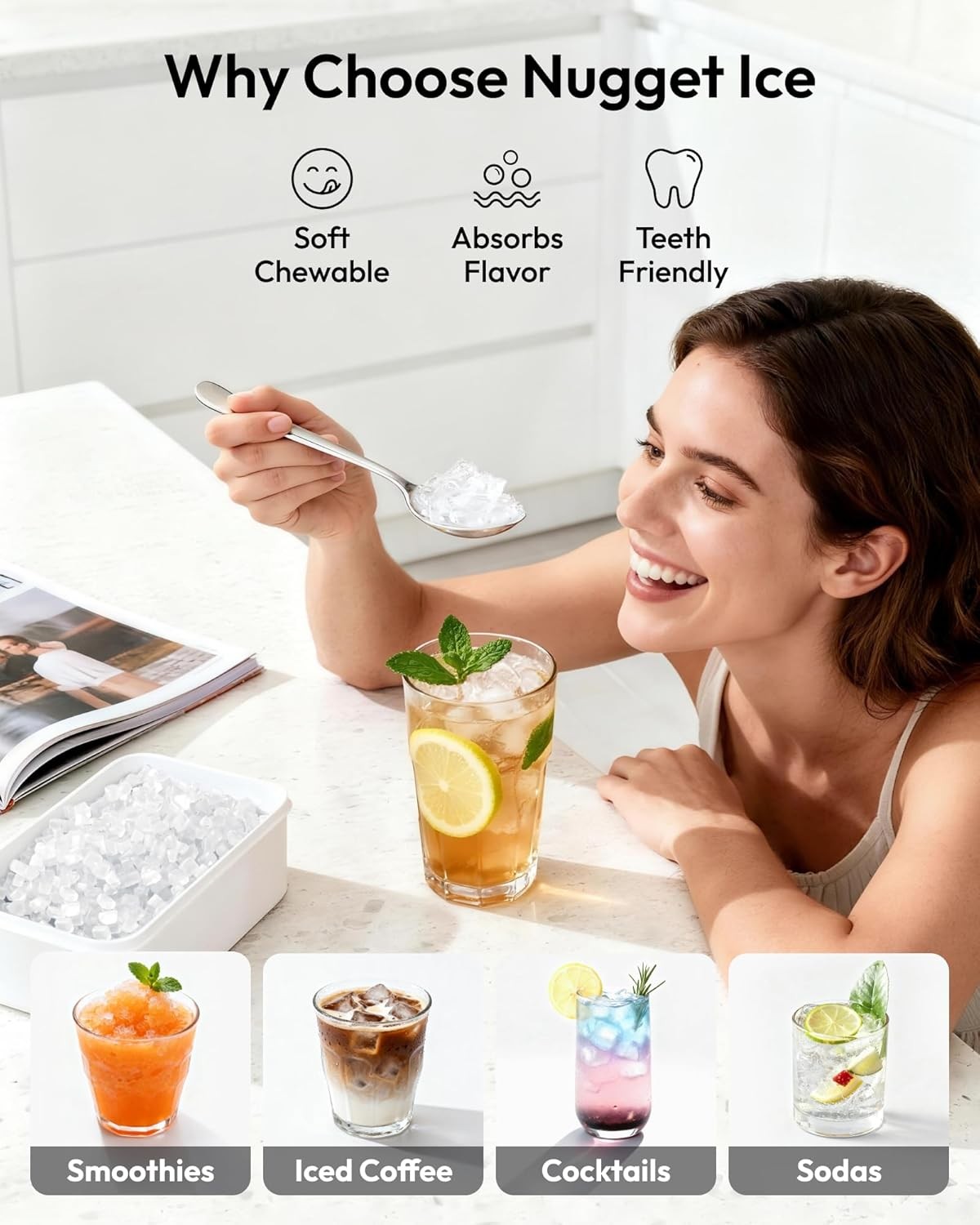 Nugget Ice Maker 38 lbs Day Black Countertop