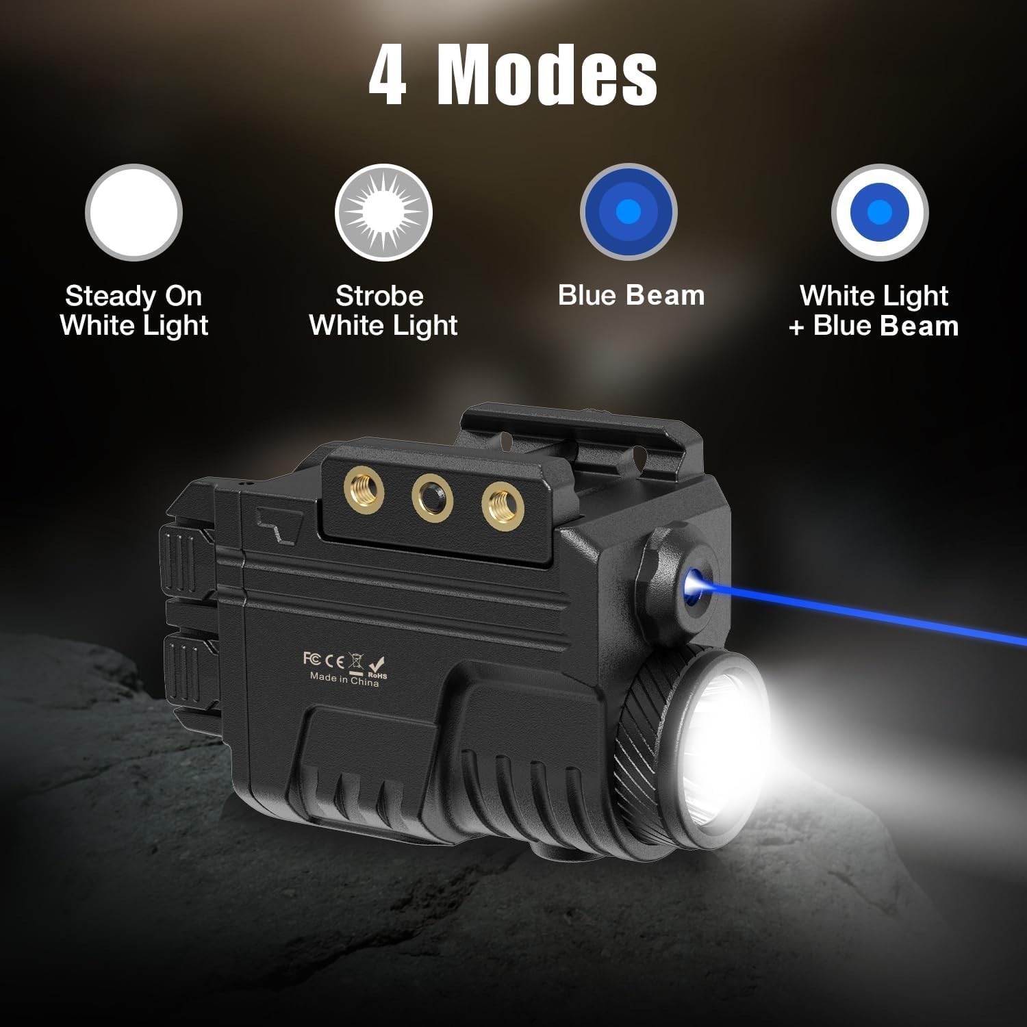 Blue Beam Laser And Flashlight Combo For Pistol Rail Light Black