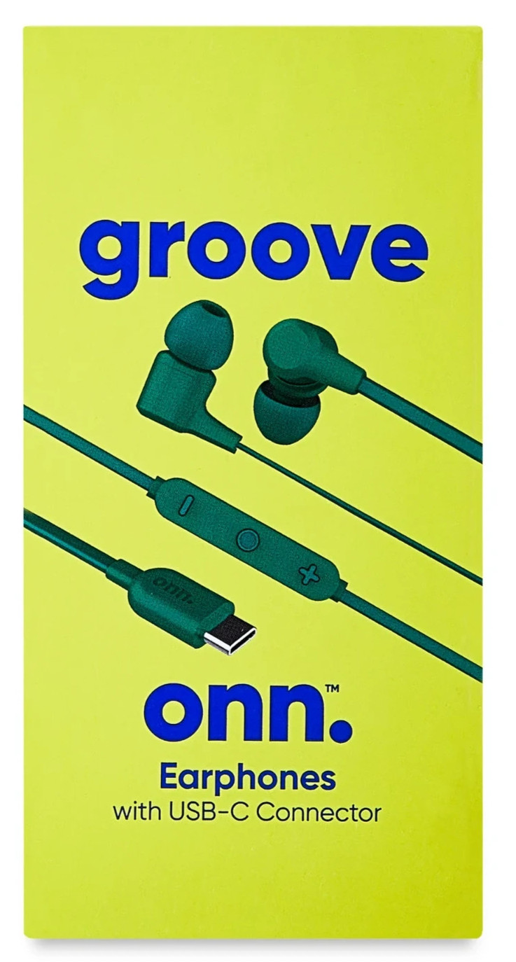NEW GROOVE ONN. Earphones w/ USB-C Connector & Microphone Tangle Free Cord GREEN
