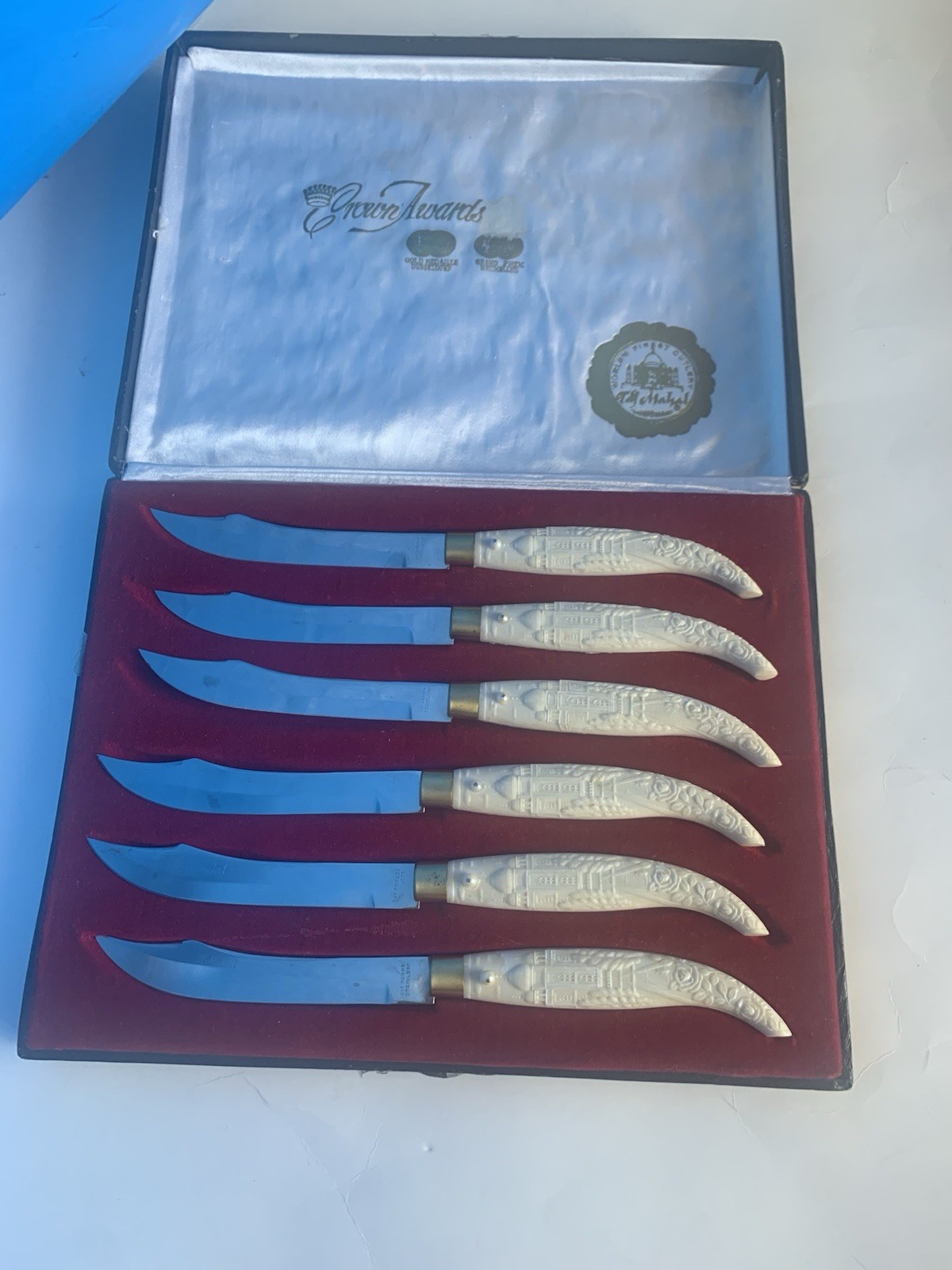 Vintage Set Taj Mahal Steak Knives Hand-Crafted Heat-Forged Steel Mint Condition