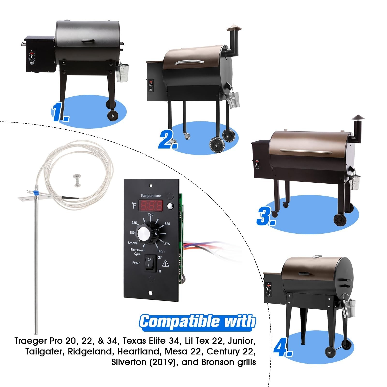 Digital Thermostat Controller Kit, Replacement for Traeger Pellet Grills BAC2...