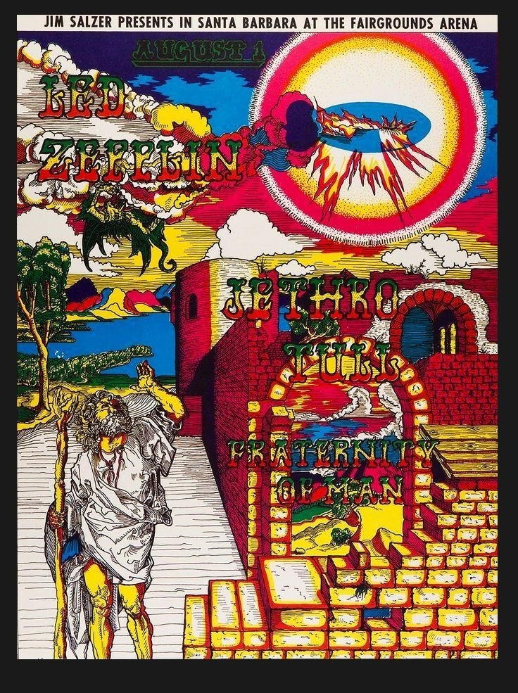 1969 JETHRO TULL CONCERT POSTER WALL ART PRINT SANTA BARBARA CALIFORNIA