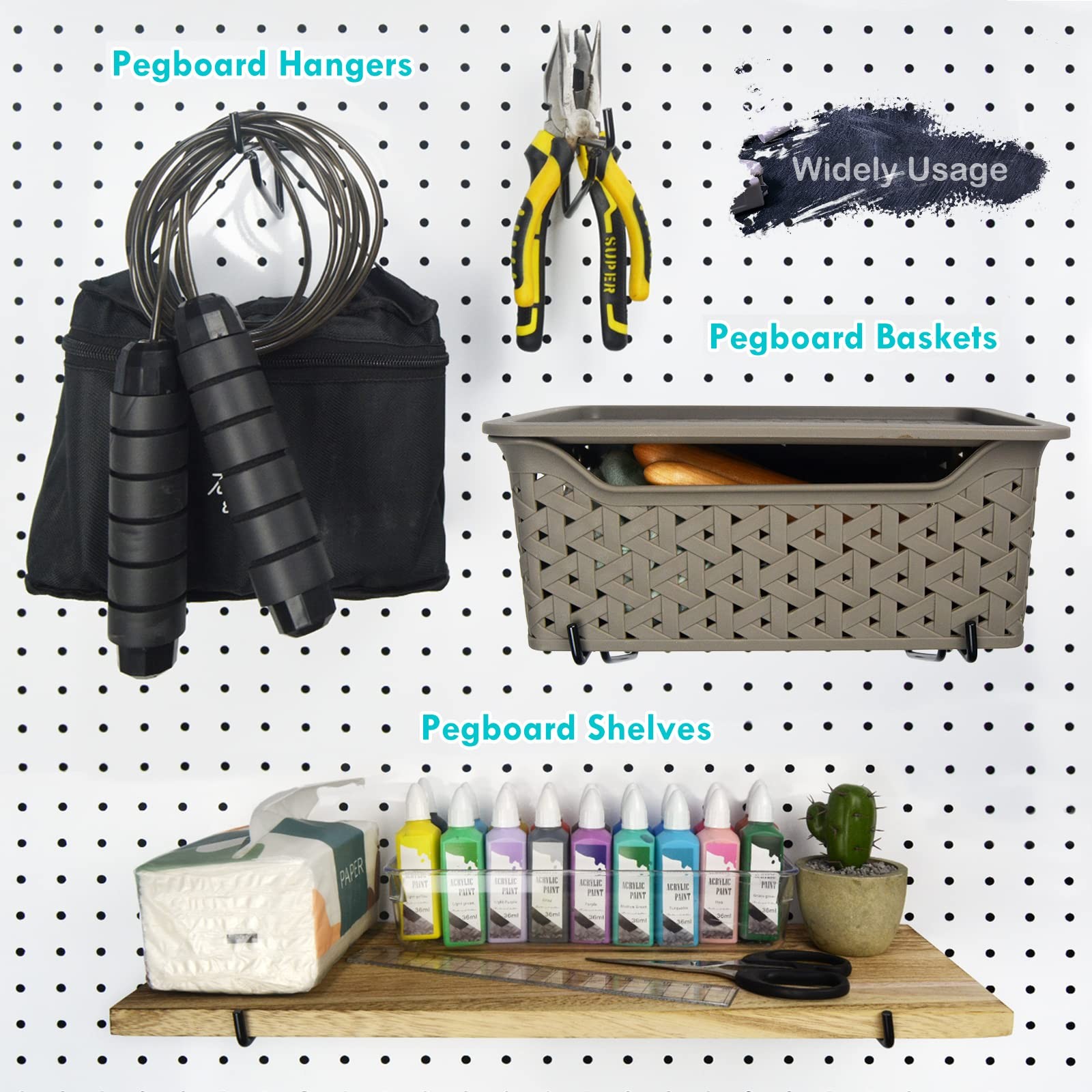 Pegboard Shelf Hooks, 8PACK Metal Utility Hook Set, 1/4 inch Peg Board Organi...