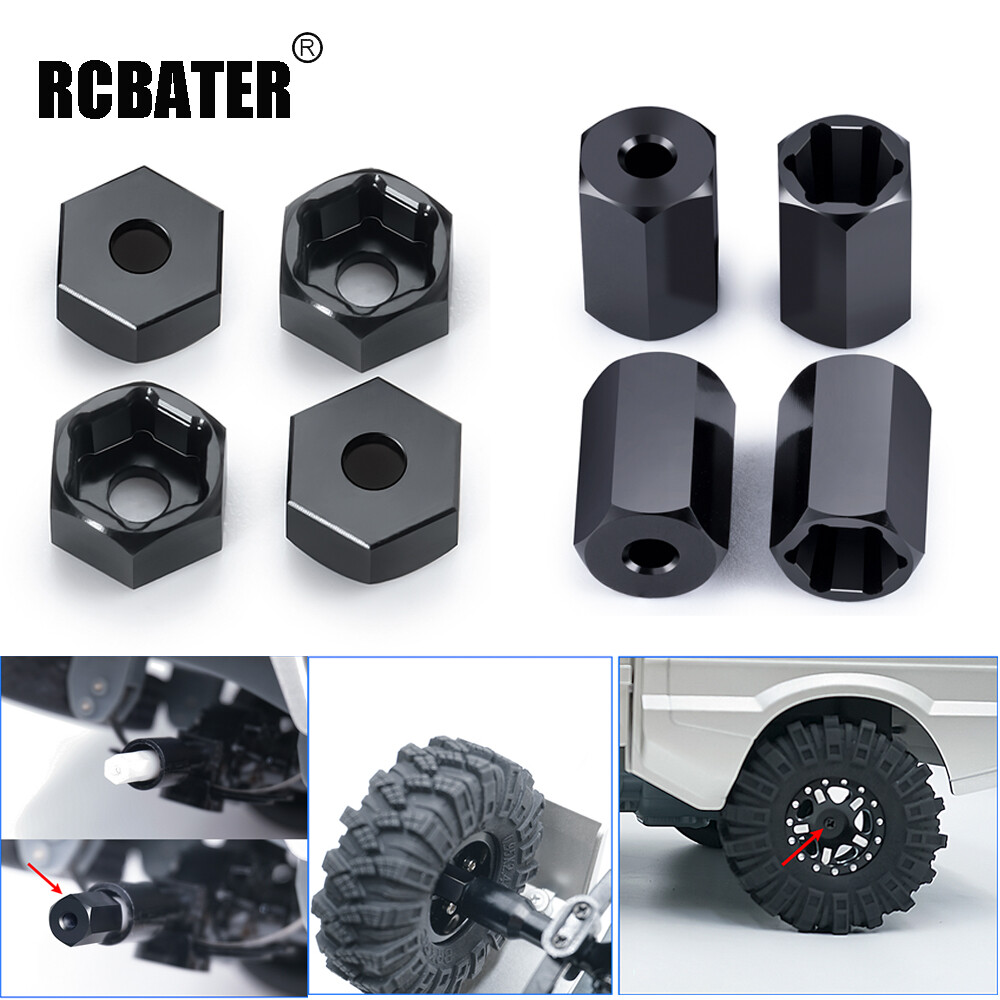 RCBATER 5mm to 7mm wheel hex hub adapters for WPL D12 RC Truck SCX24 Wheel 1/24
