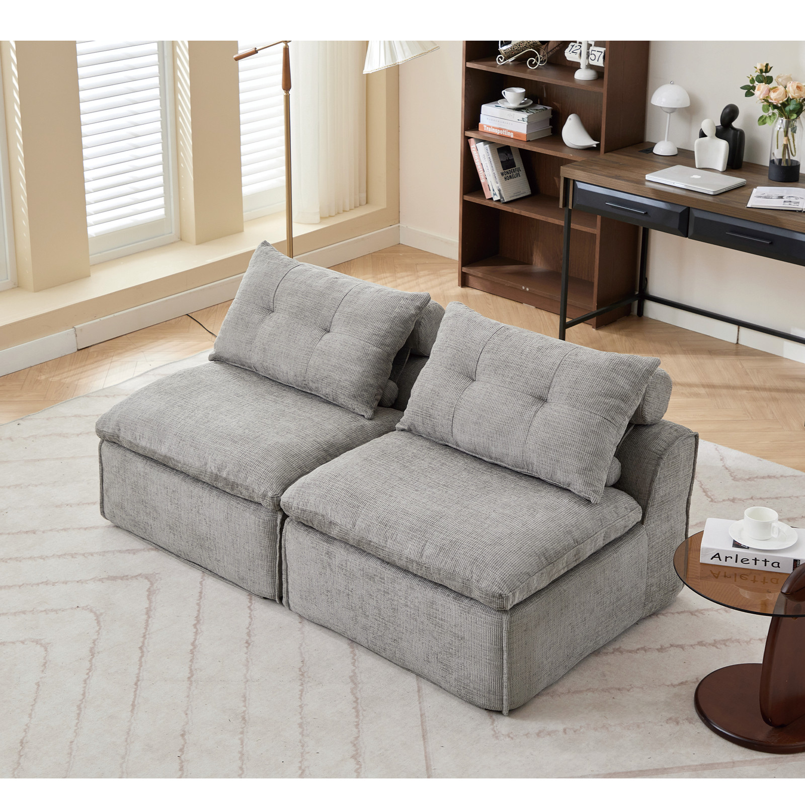 [NEW ARRIVED] [VIDEO PROVIDED]Modular Sofa,No Armrests,At will DIY, Chenille Fab