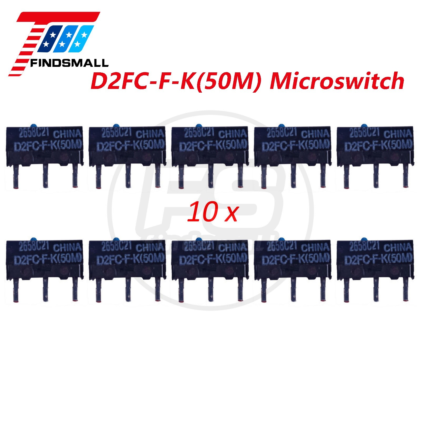 10PCS OMRON Mouse Micro Switch D2FC-F-K(50M) Blue Dot Mouse Button Fretting