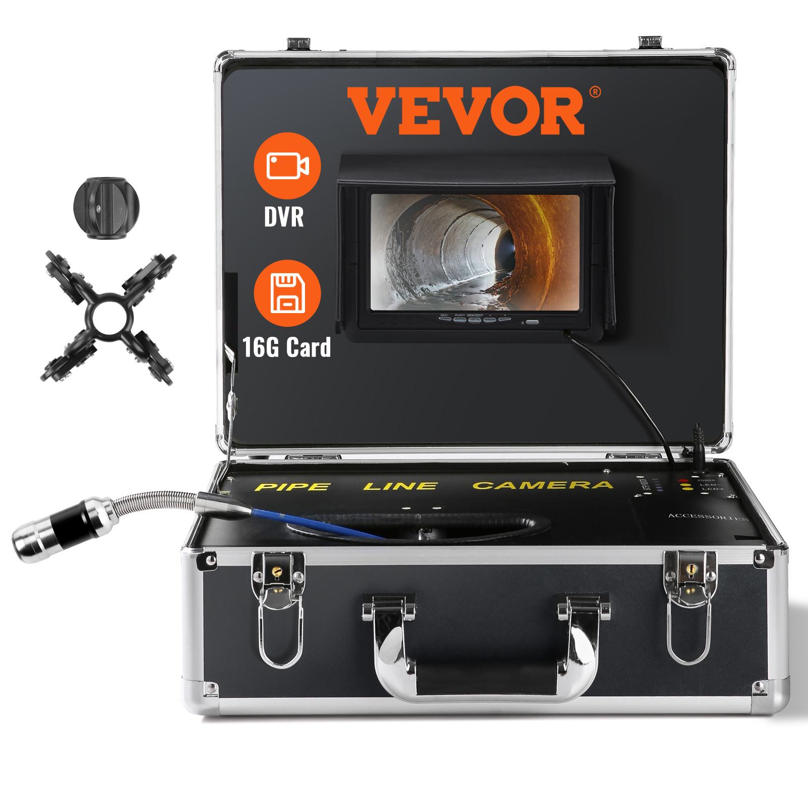 VEVOR 7" 30m/100ft Sewer Camera Pipe Inspection Camera with DVR Function