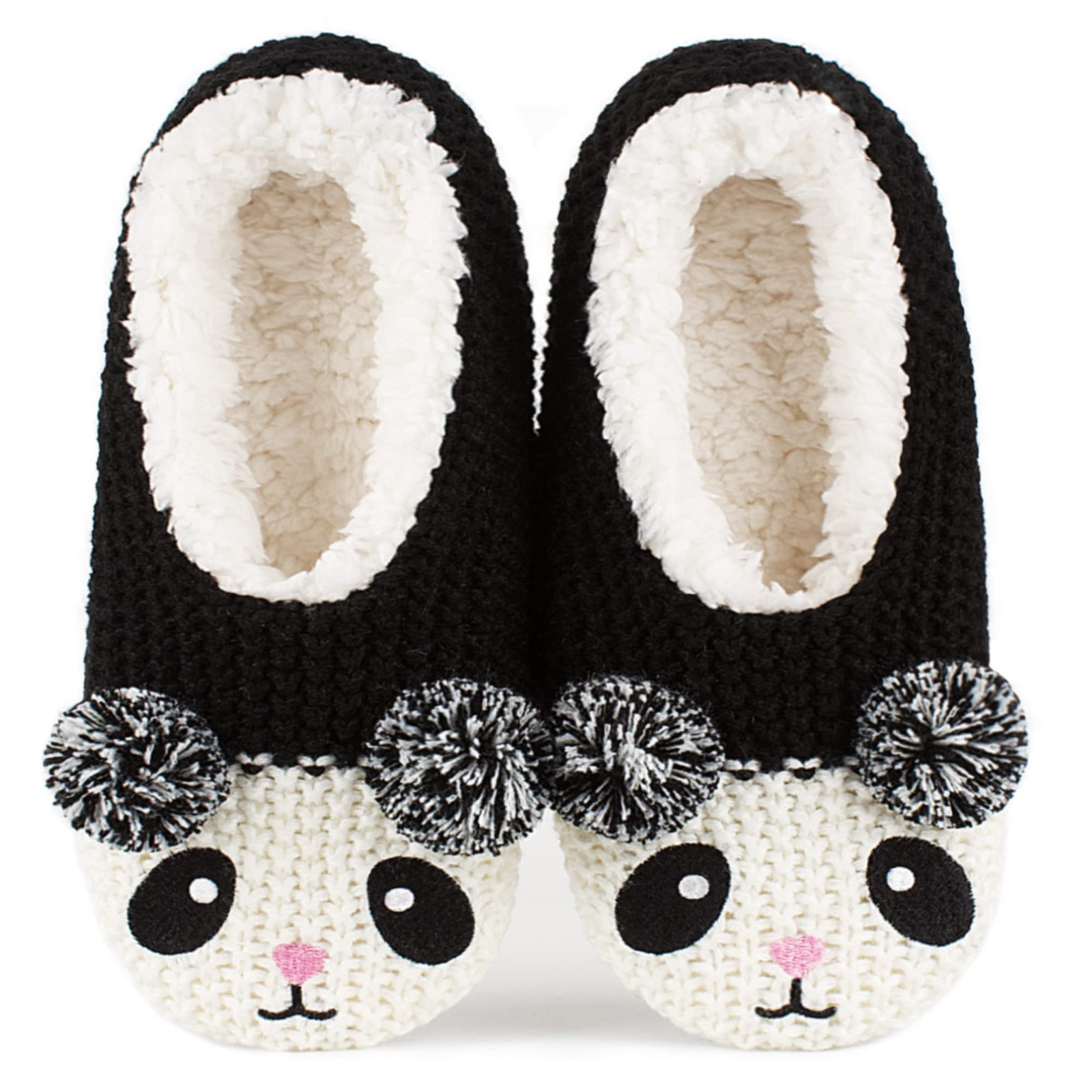 Cozy Panda Bear Slippers for Women Fuzzy Non-Slip Indoor Socks Size 7-8