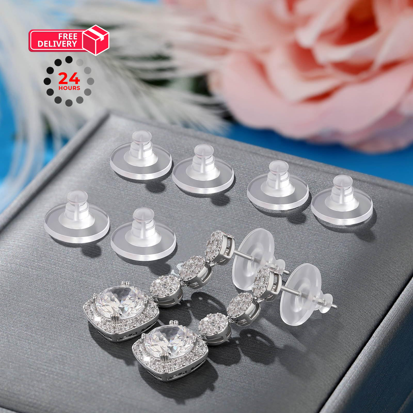 Earring Backs Rubber,100 PCS Soft Clear for 100pcs