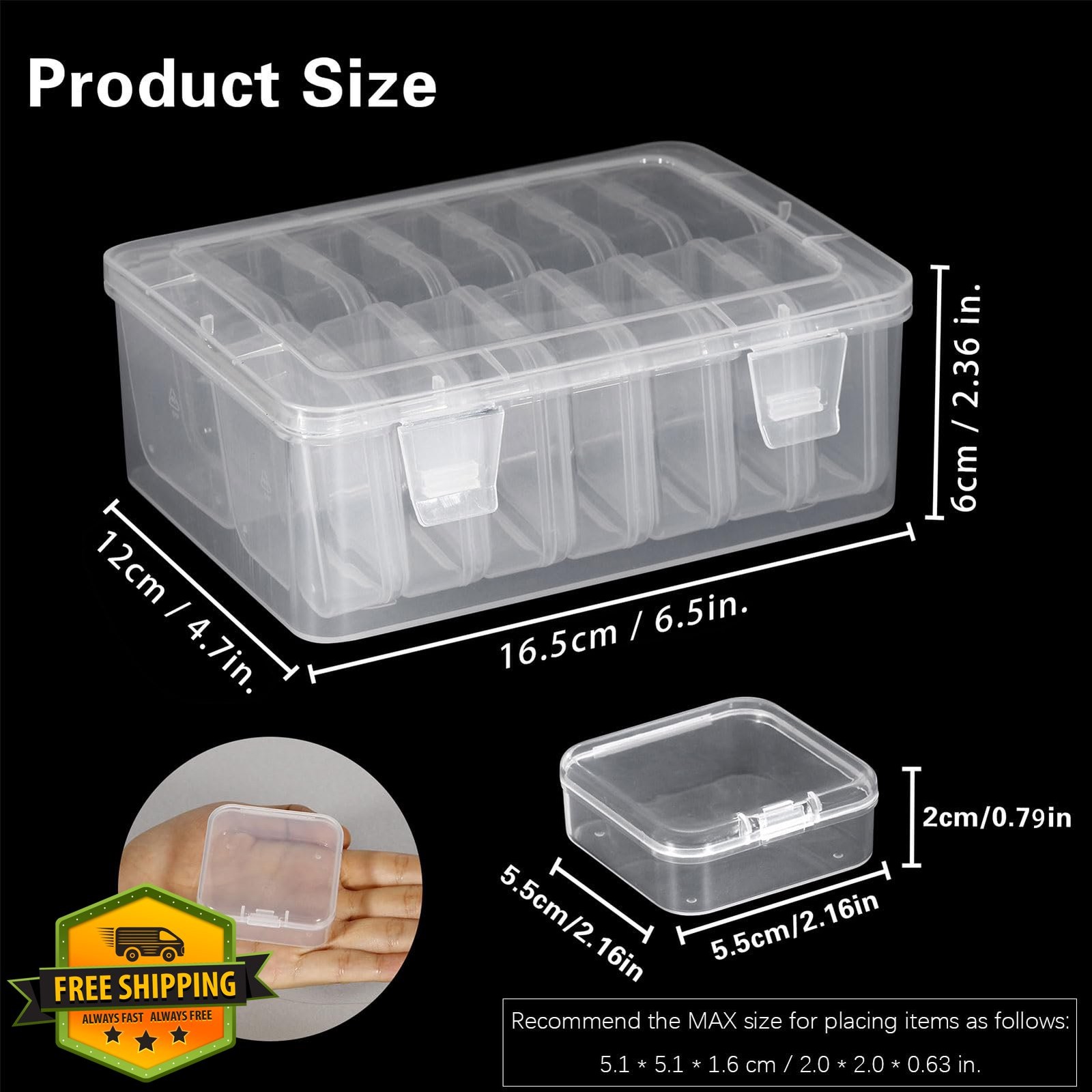 Mathtoxyz Small Bead Organizers 15pc Clear Plastic Cases