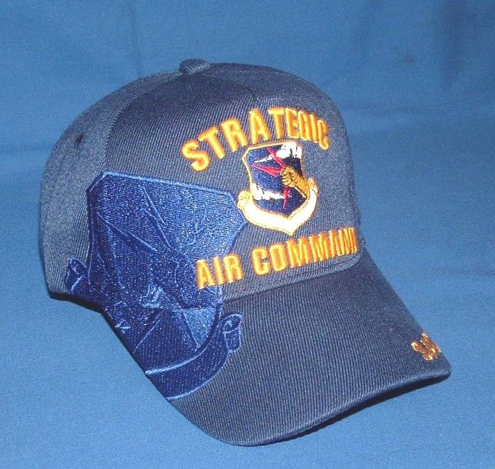Strategic  Air Command SAC Air Force Heavy Embroidery Adjustable Blue Ball Cap.