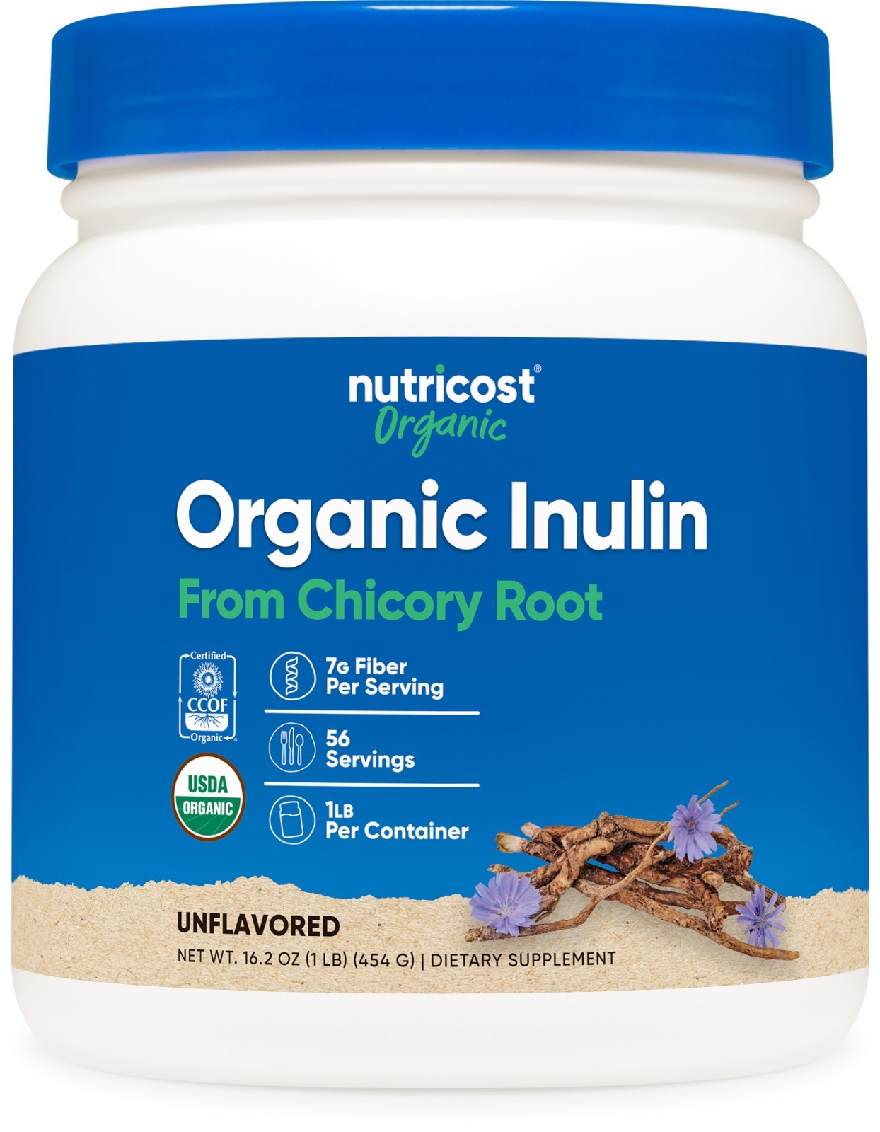 Nutricost Organic Inulin Powder 1LB (454 Grams) 7.5 Grams of Fiber Per Serving