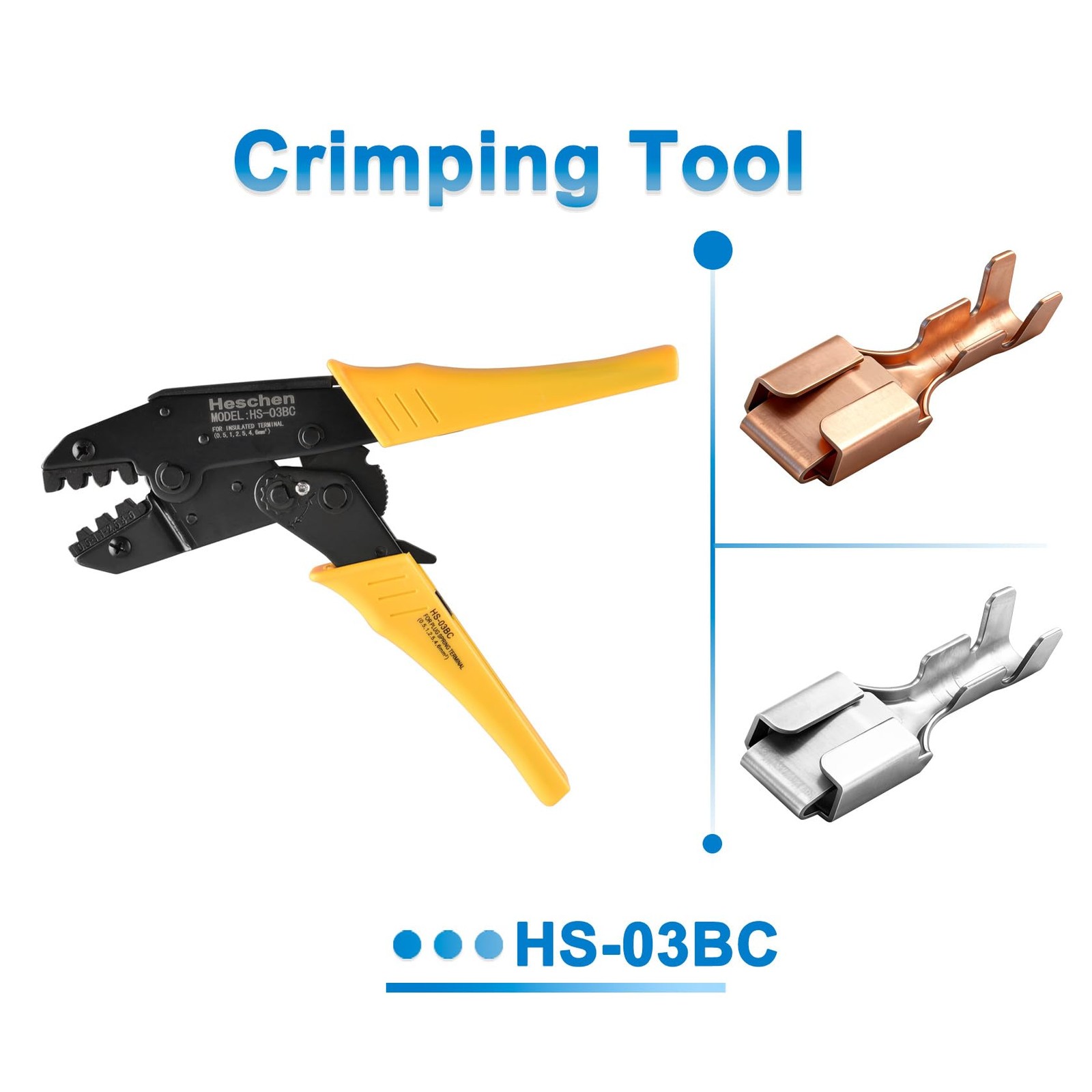 Heschen female spade quick splice crimp terminals 6.3mm Silver