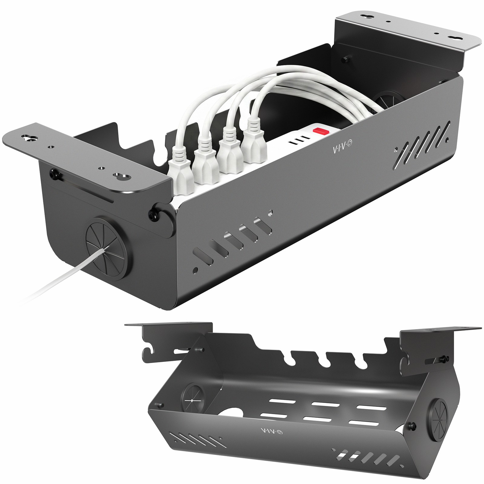 VIVO 19.4" Screw-On Under Desk Cable Management Box, Flip-Open Lid, Holds 11lbs