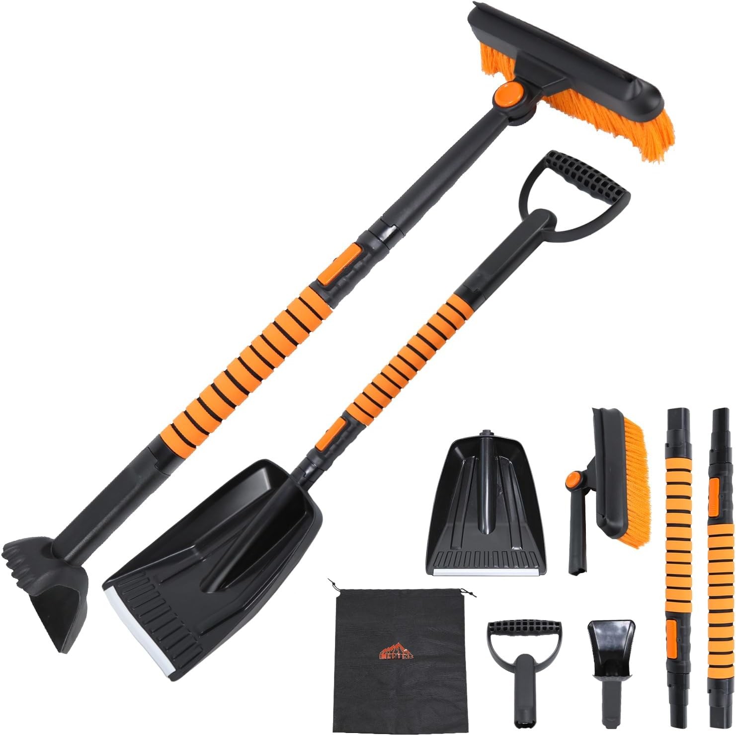6-in-1 Car Snow Brush & Shovel Set, 270° Rotating Brush, Ice Scraper for SUV