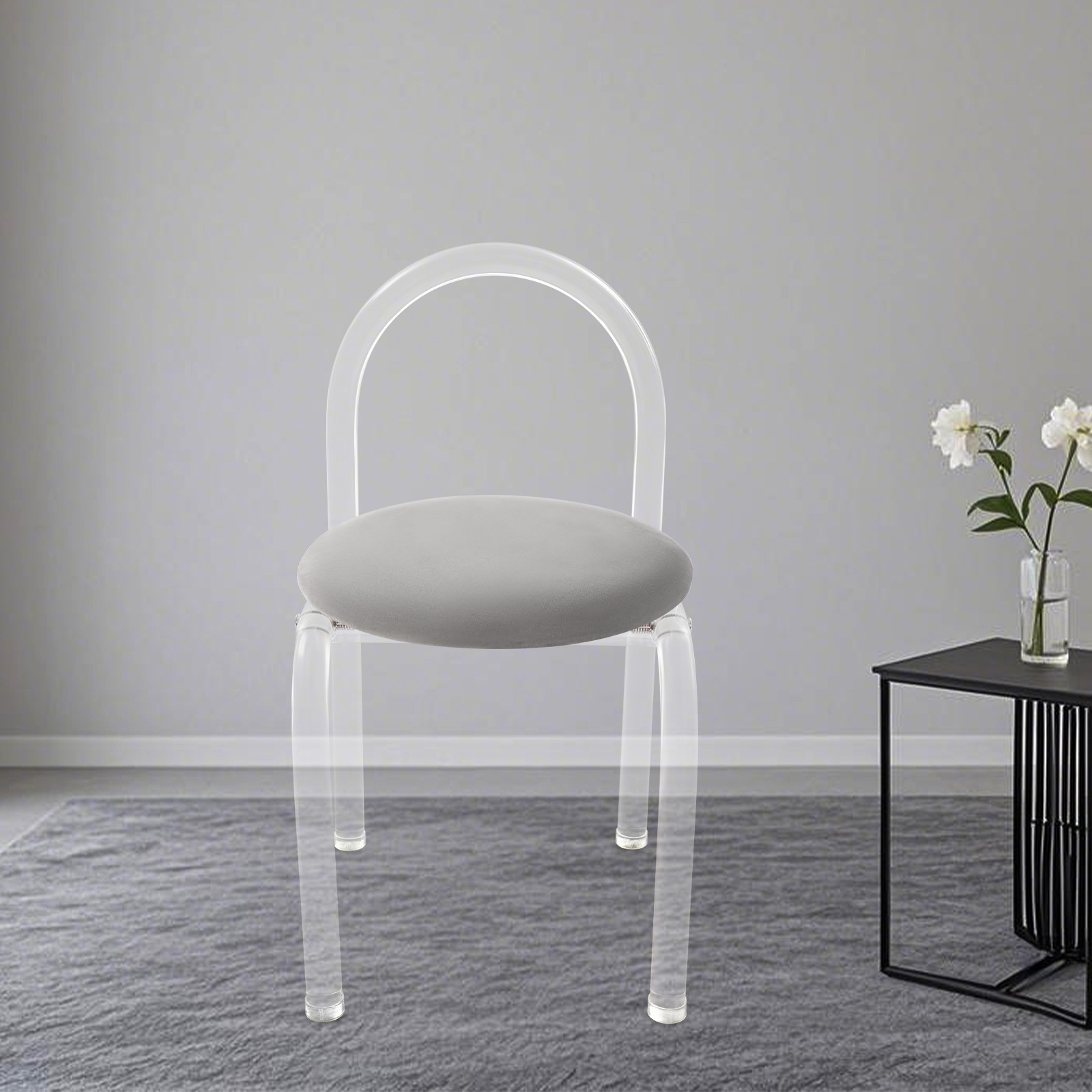 40*40*72cm Modern Minimalist Acrylic Clear Chair, 165.35 lbs Makeup Chair