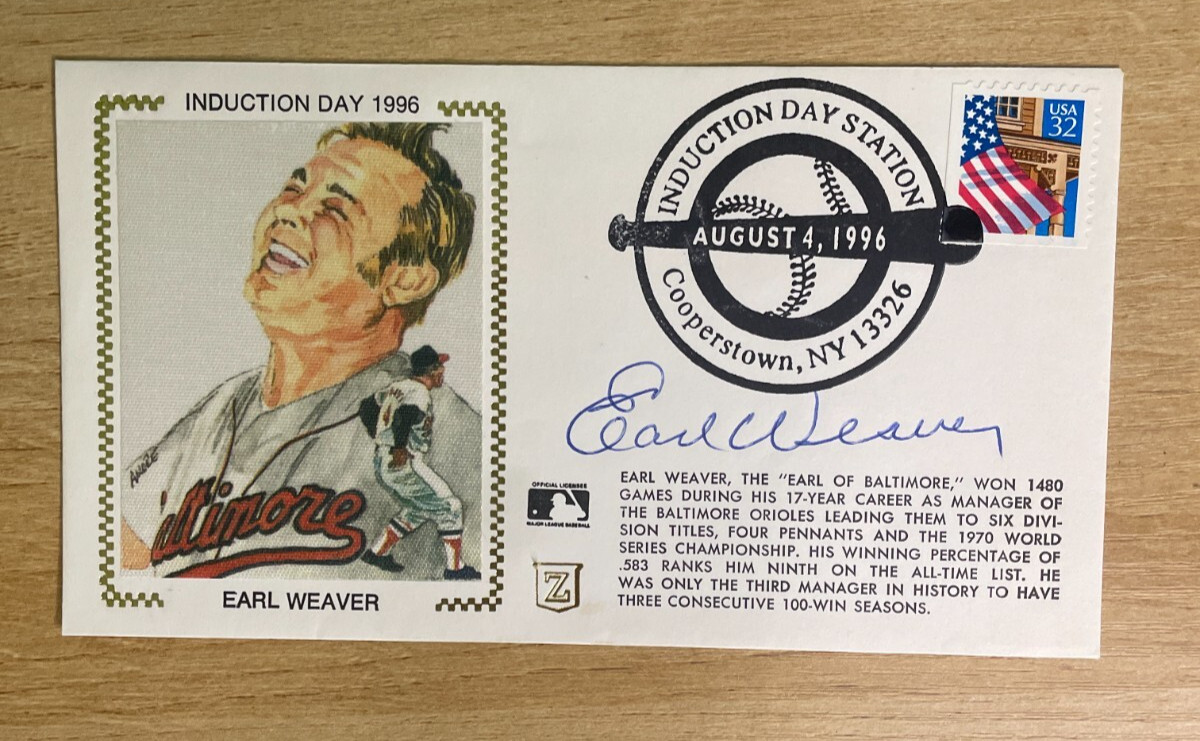 1996 Induction Day Earl Weaver Autograph HOF FDC Envelope Cover MLB B2804