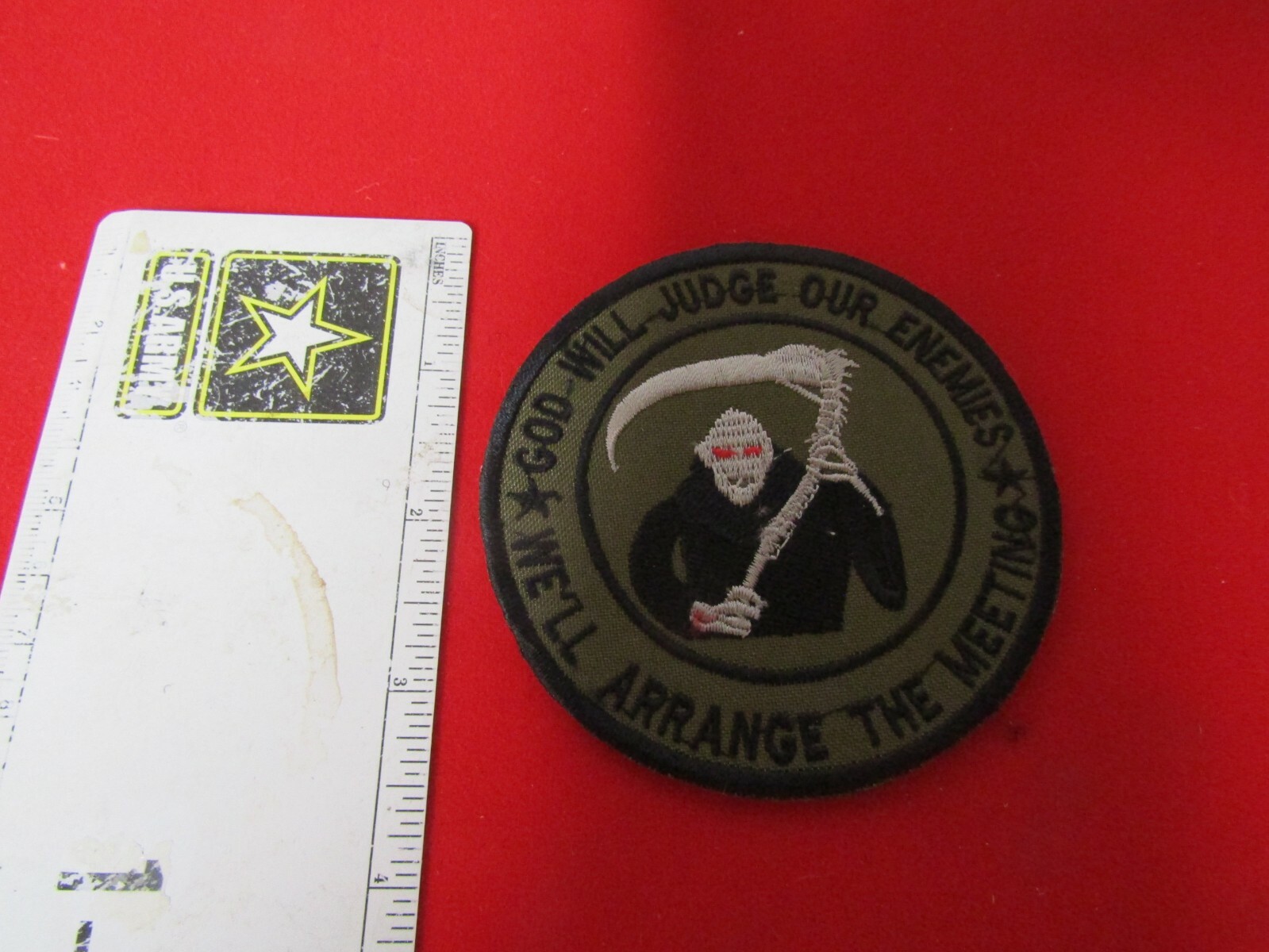 MILITARY PATCH THEATER MADE SEW ON AFGHANISTAN GOD WILL JUDGE OUR ENEMIES