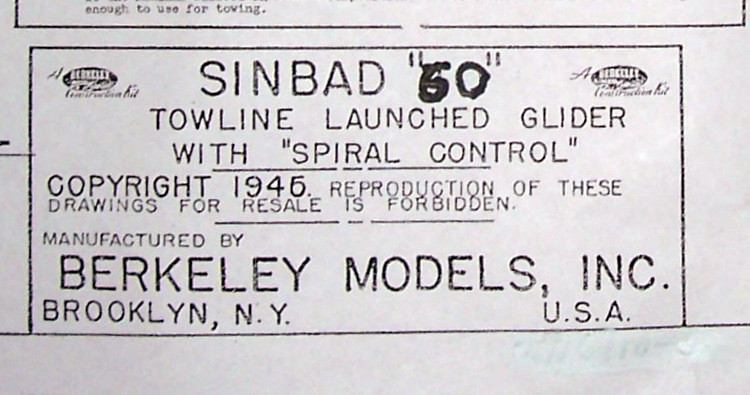 Berkeley SINBAD 60 PLAN PARTS PATTERNS Enlarged