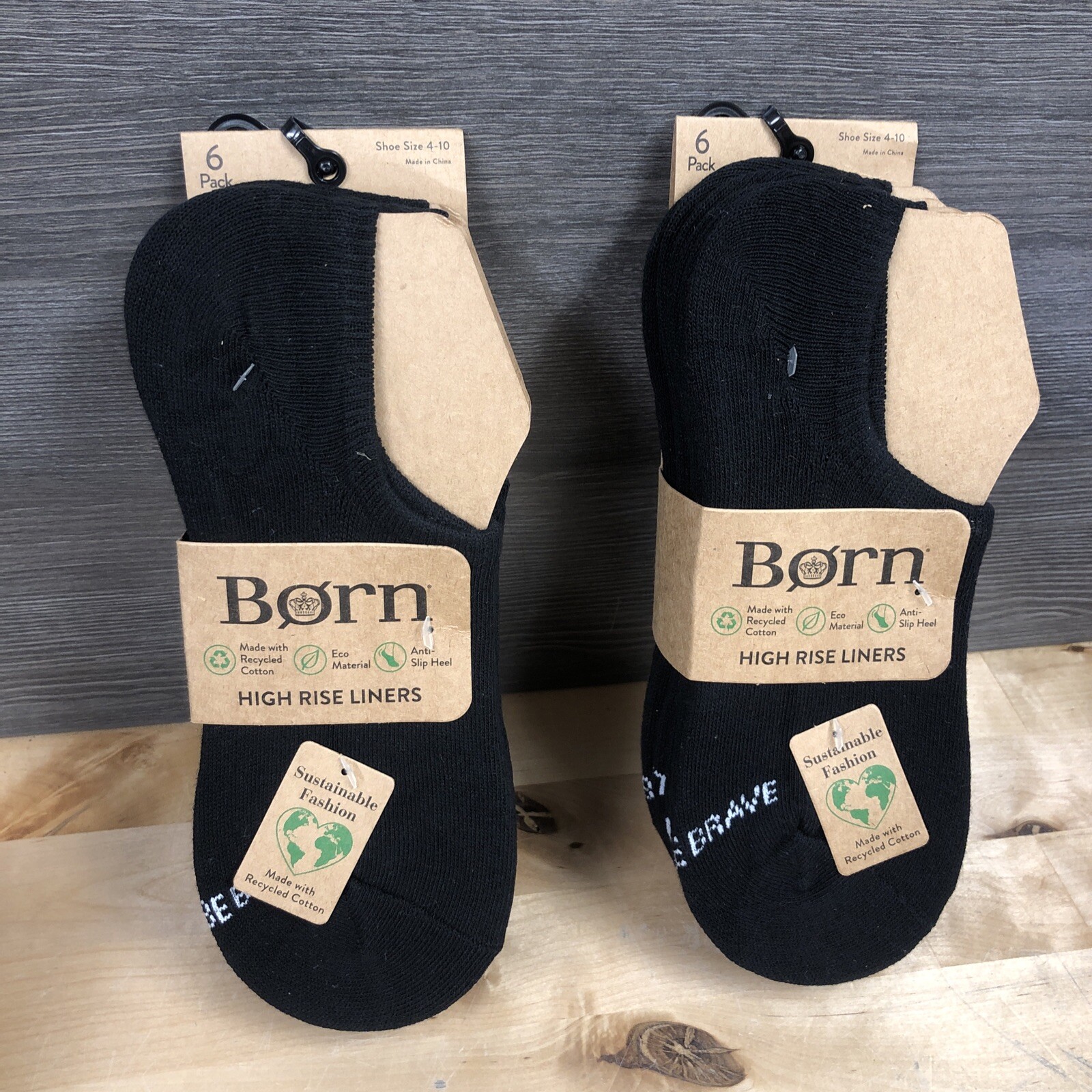 12 Pairs Born High Rise Liners Socks for Women, BLACK size 4-10 New