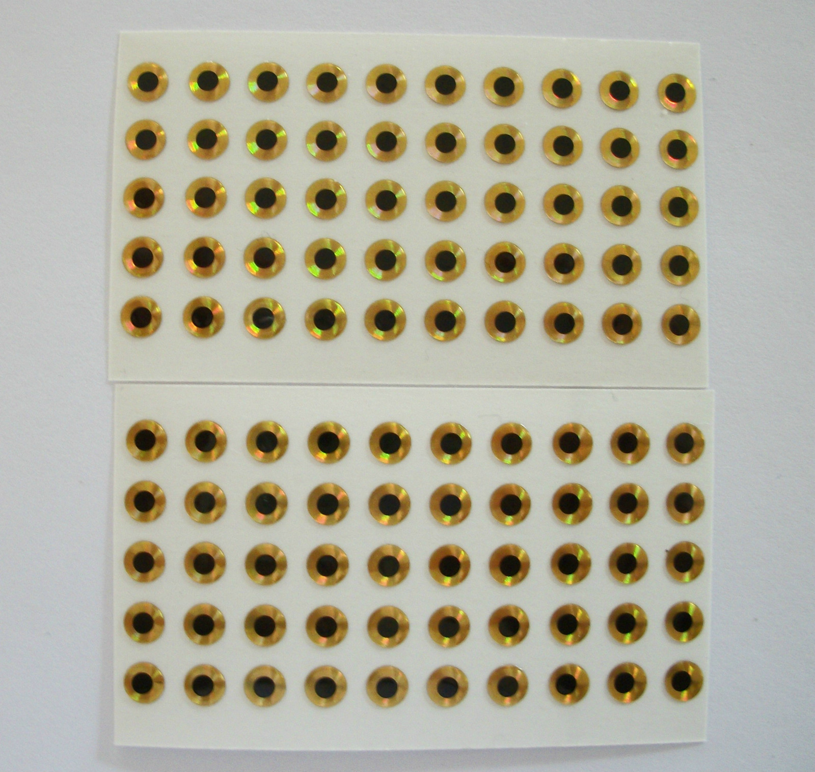 100 GOLD PRISM EYES for SPINNERBAITS & LURES   5/32"  FLAT STICK ON