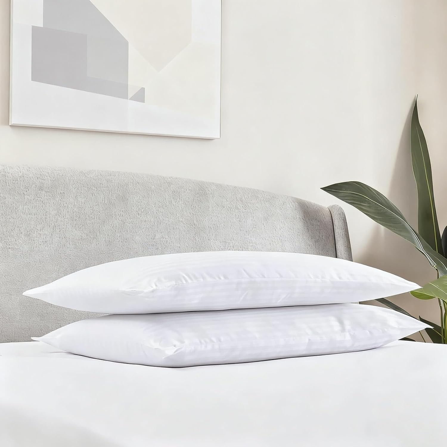 Flat Ultra Thin Bed Pillows Standard Size Pillow Set of 2 Extra Soft Down