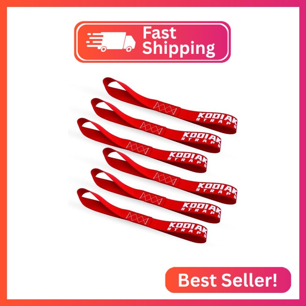 Soft Loop Tie Down Straps - 1.5 x 18 inches- 10,000 lb Load Capacity - Red 6 Pac