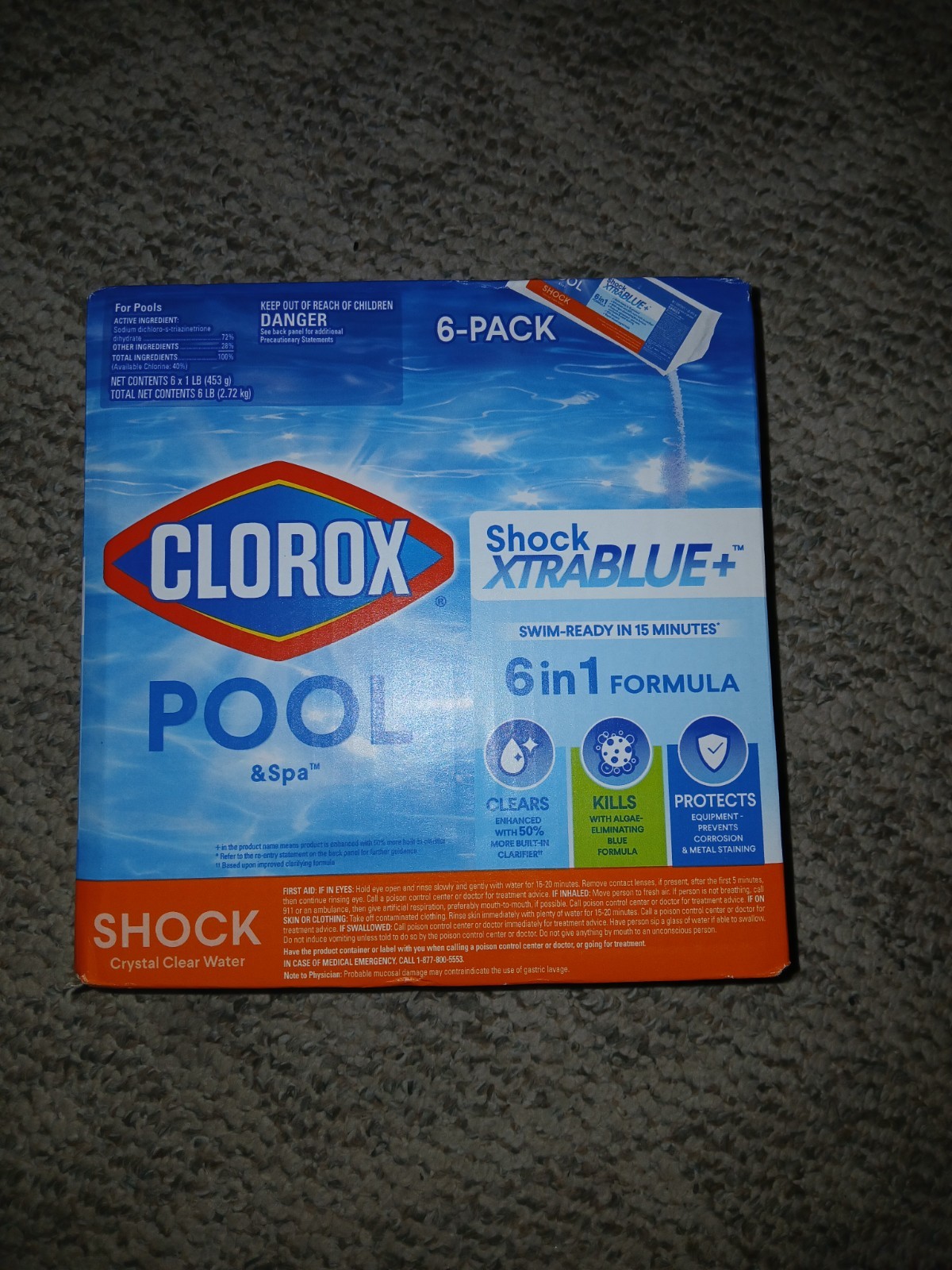 clorox pool shock clear 6-pack swim-ready 6 in 1   15 min vinyl pools