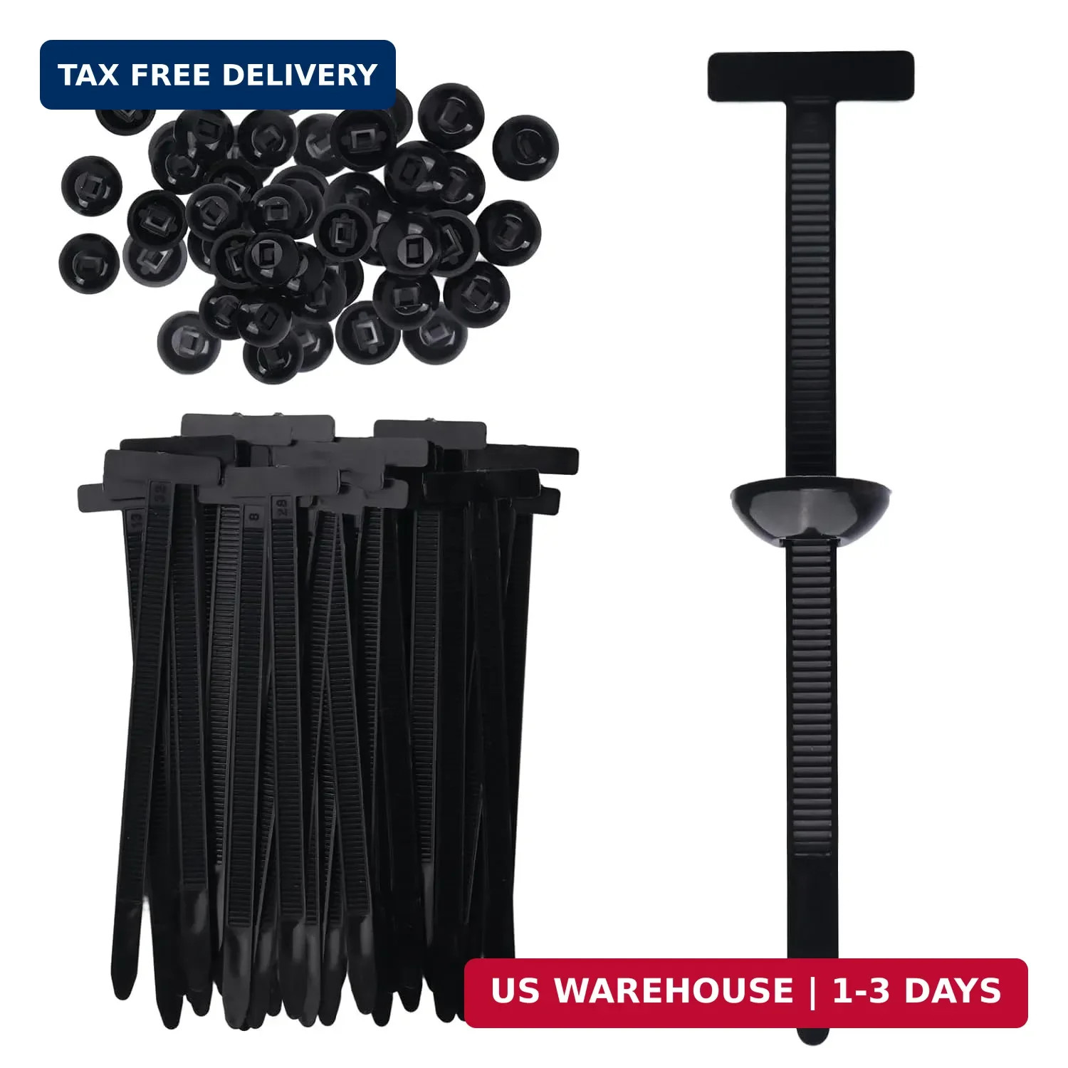 100 Pcs Nylon Universal Cable Tie Buckle for Car - Self-Locking and Easy Install