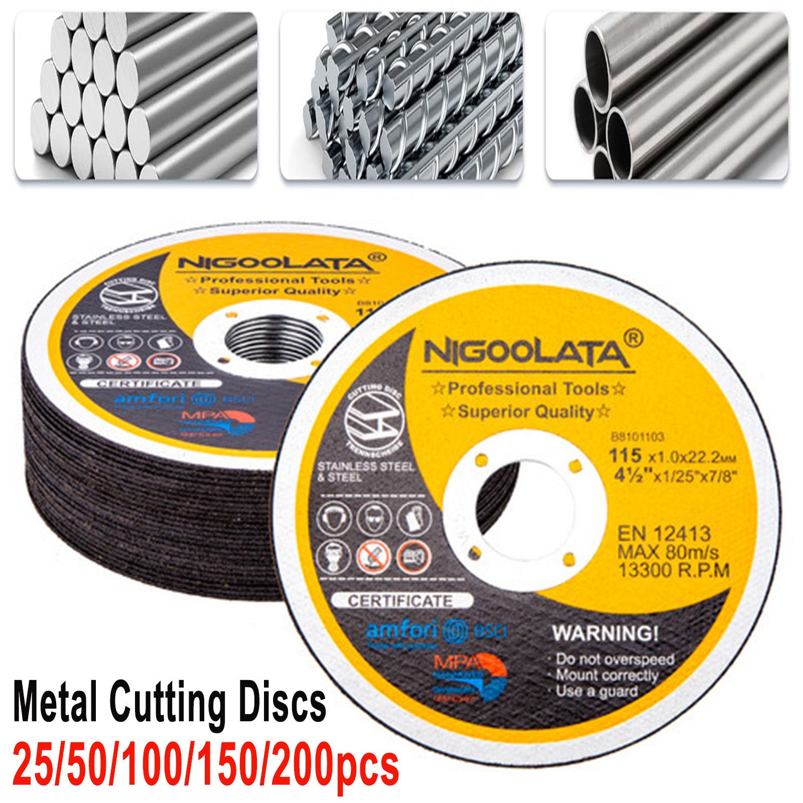 Cut Off Wheels 4-1/2" Metal&Stainless Steel Cutting Disc for Angle Grinder US