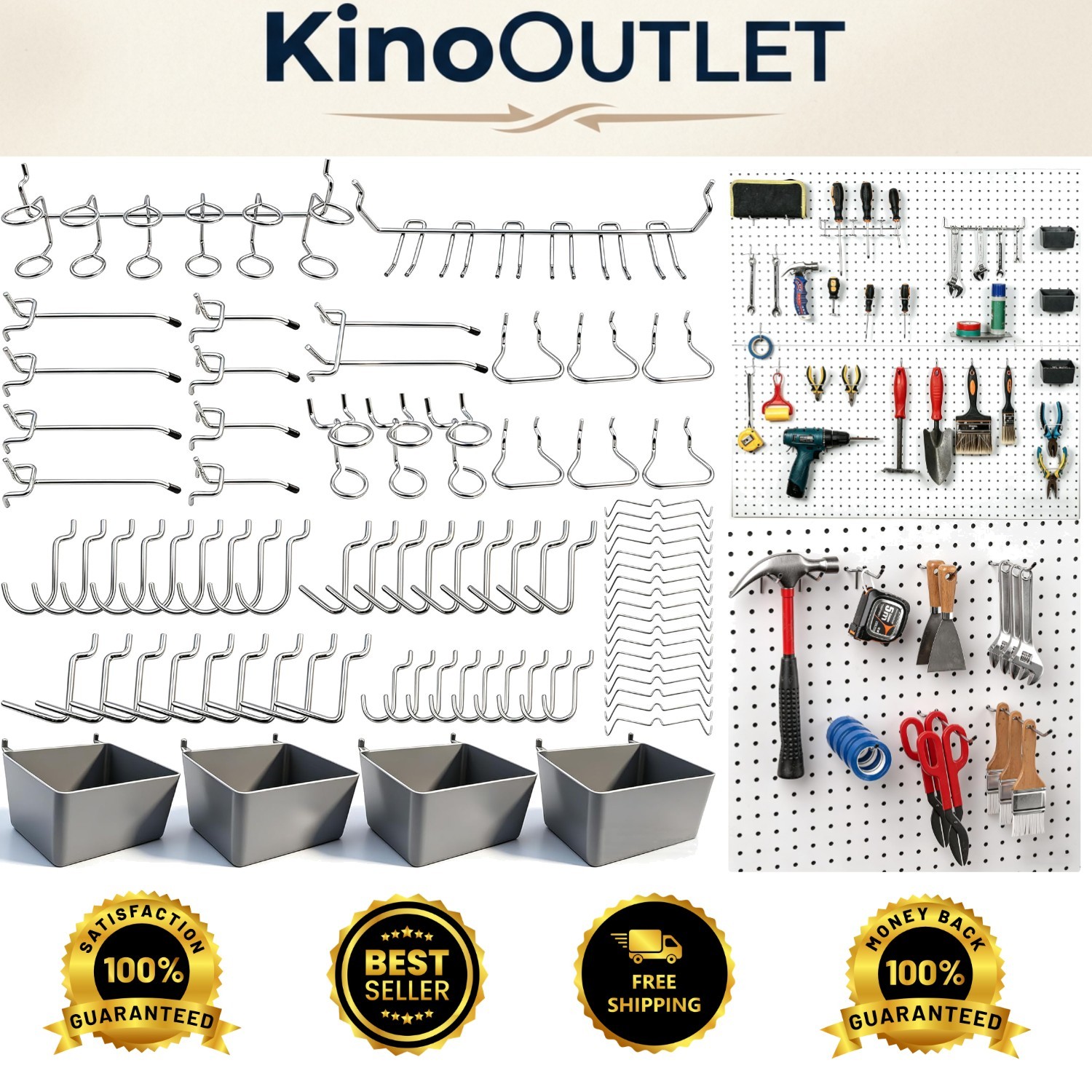 Versatile 80-Piece Pegboard Hooks with Bins for Efficient Workspace Organization
