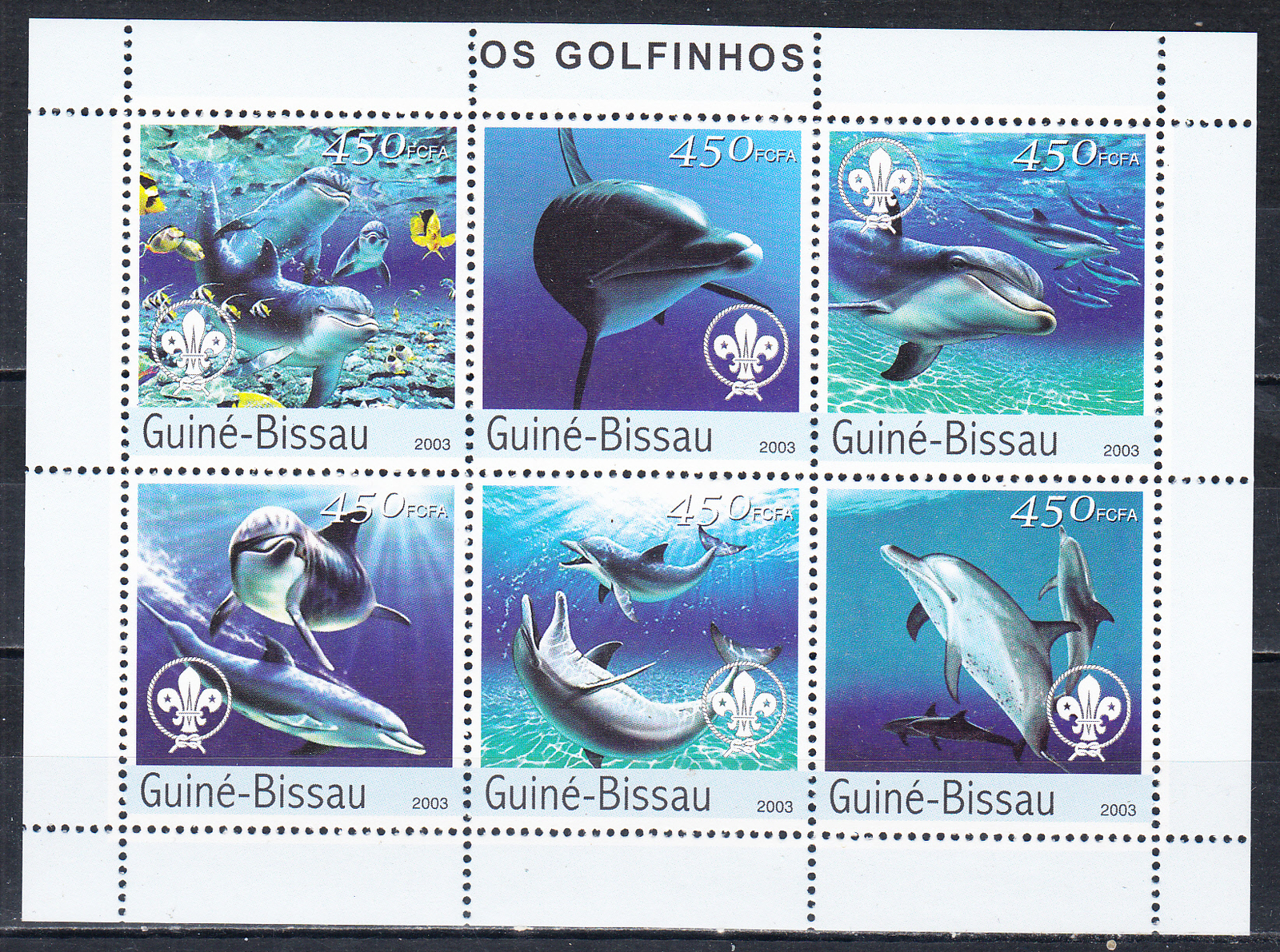 W GUINEA-BISSAU Y2003 (1) DOLPHINS SCOUTS MINI SHEET