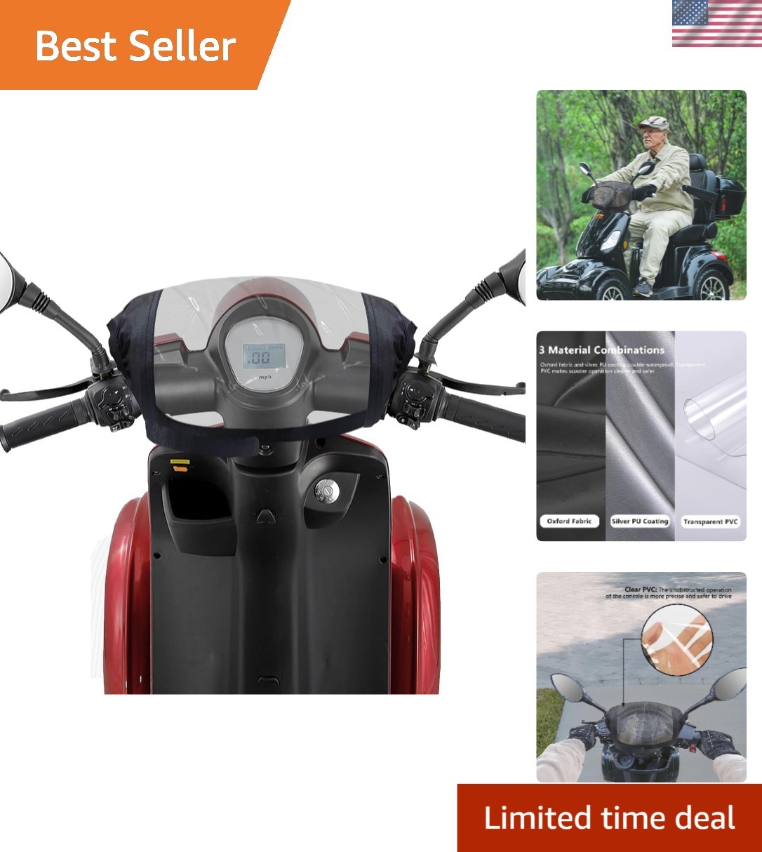 Mobility Scooter Control Panel Cover , Waterproof Mobility Scooter Tiller Acc...