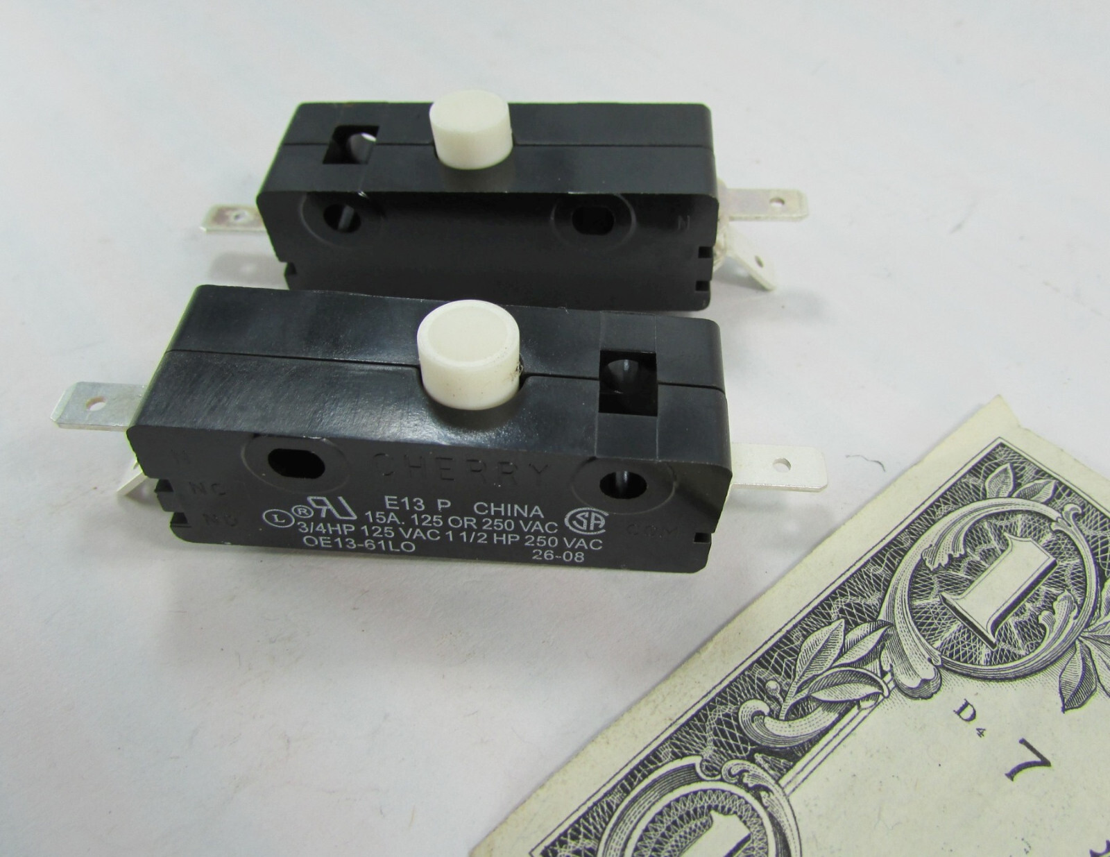 Lot 2 Cherry E13 15A Normally Open/Closed Pushbutton Switch 125/250 VAC E13-61L0