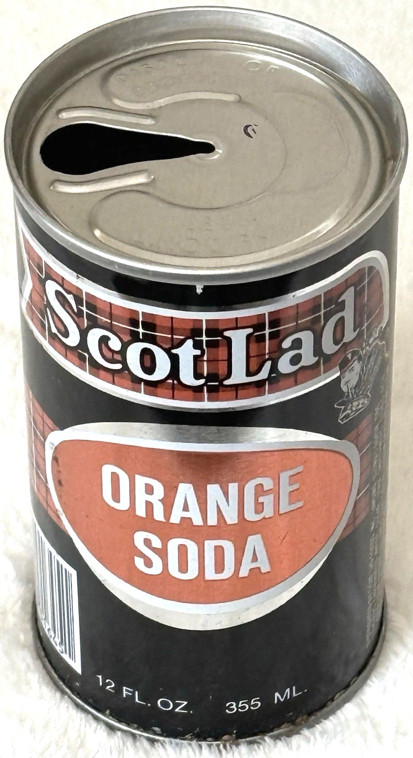 Vintage 1970’s Scot Lad Irish 🍊Orange-12 oz-Steel Soda-Pop Can-Empty