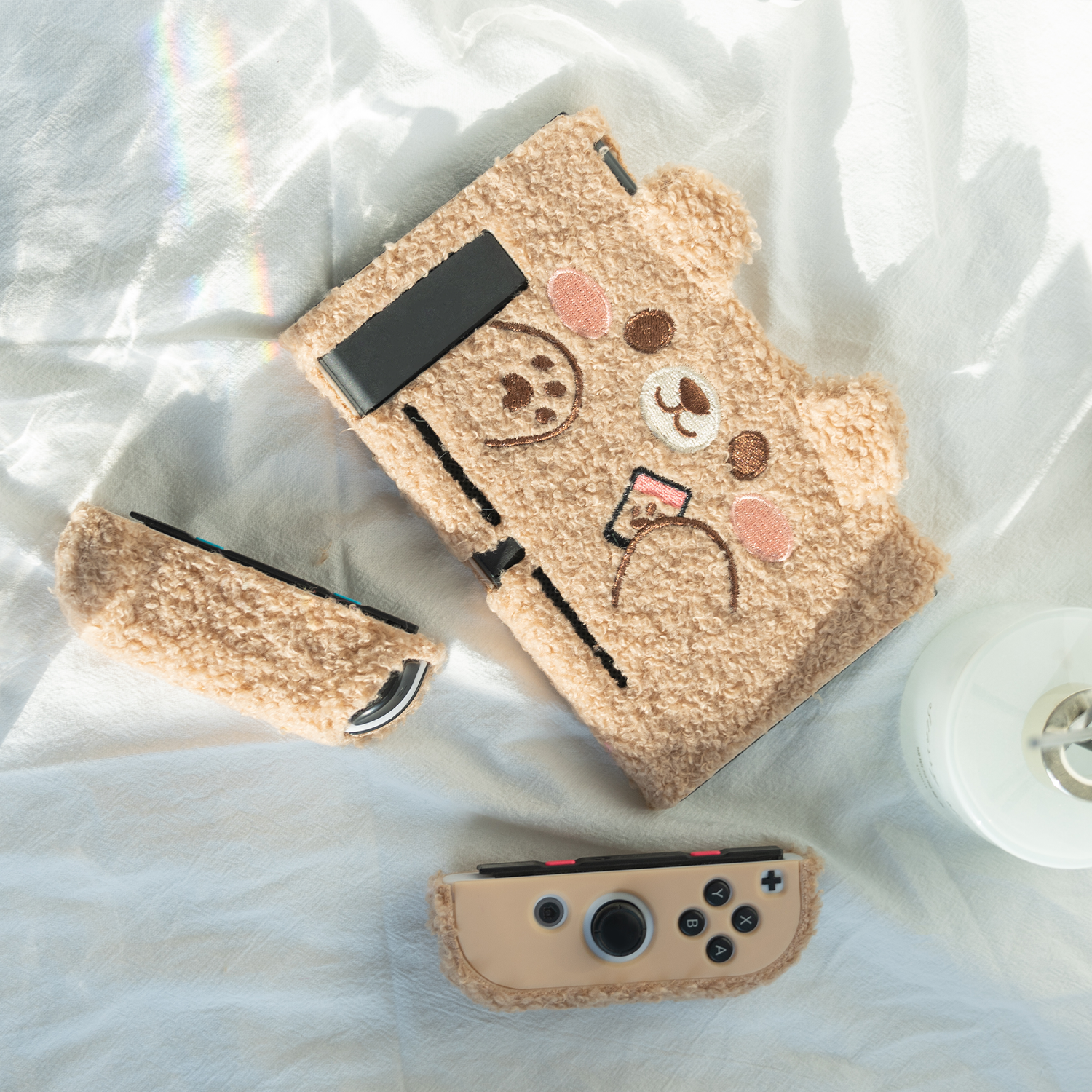 GeekShare Brown Bear Plush Nintendo Switch Protective Case Split Joy-con Cover