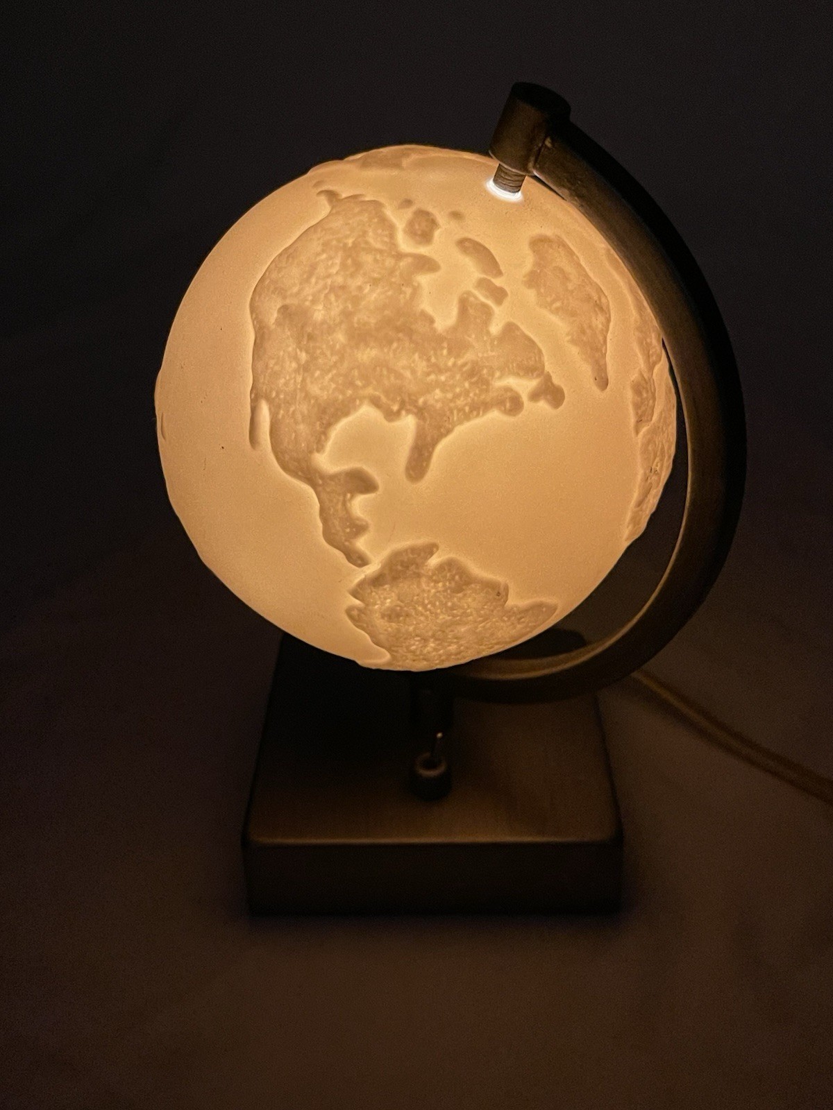 Hearth & Hand Magnolia LED White Silver Mini World Globe Nightlight 9"