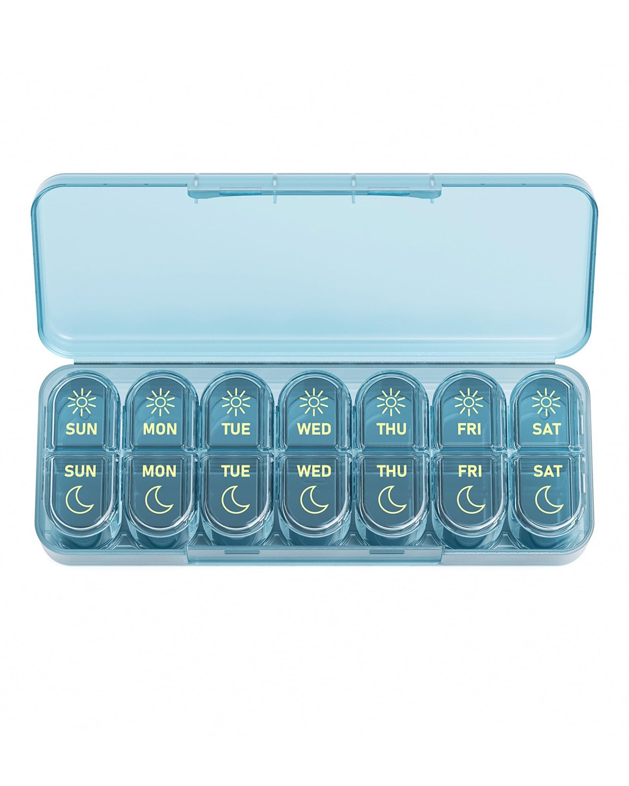 Daviky Weekly Pill Organizer 2 Times a Day, 7-Day AM PM Medicine Large, Blue