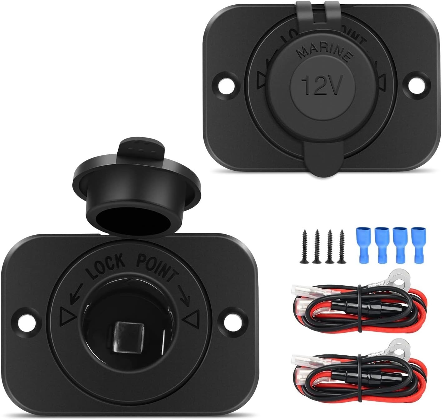 Heavy-Duty 2 Pack Cigarette Lighter Socket - Reliable 12V-24V Vehicle Adapter