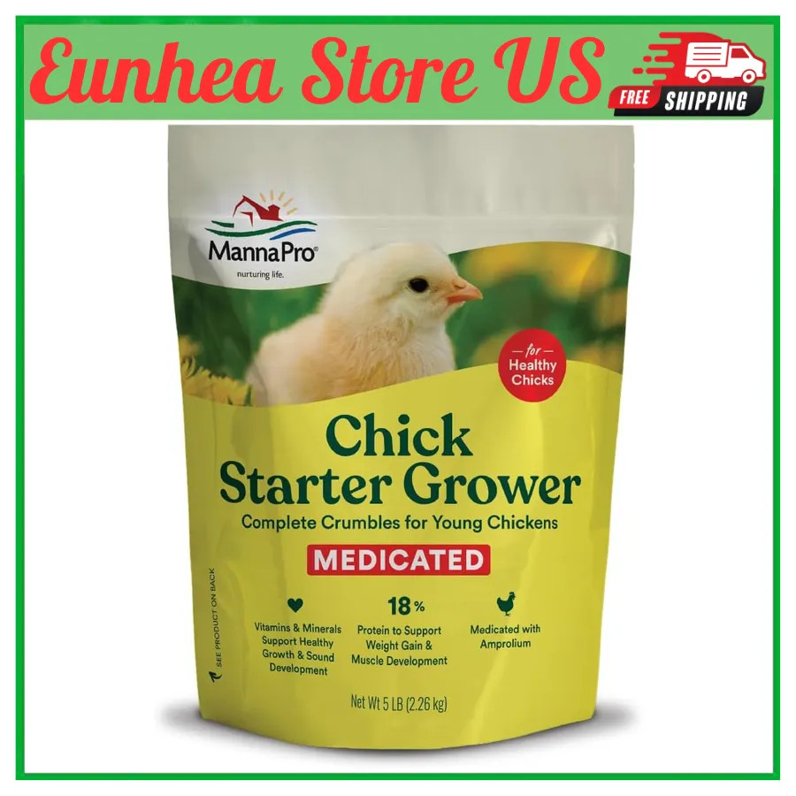 Manna Pro Medicated Chick Starter Grower Feed 5 lb Amprolium Coccidiosis Control