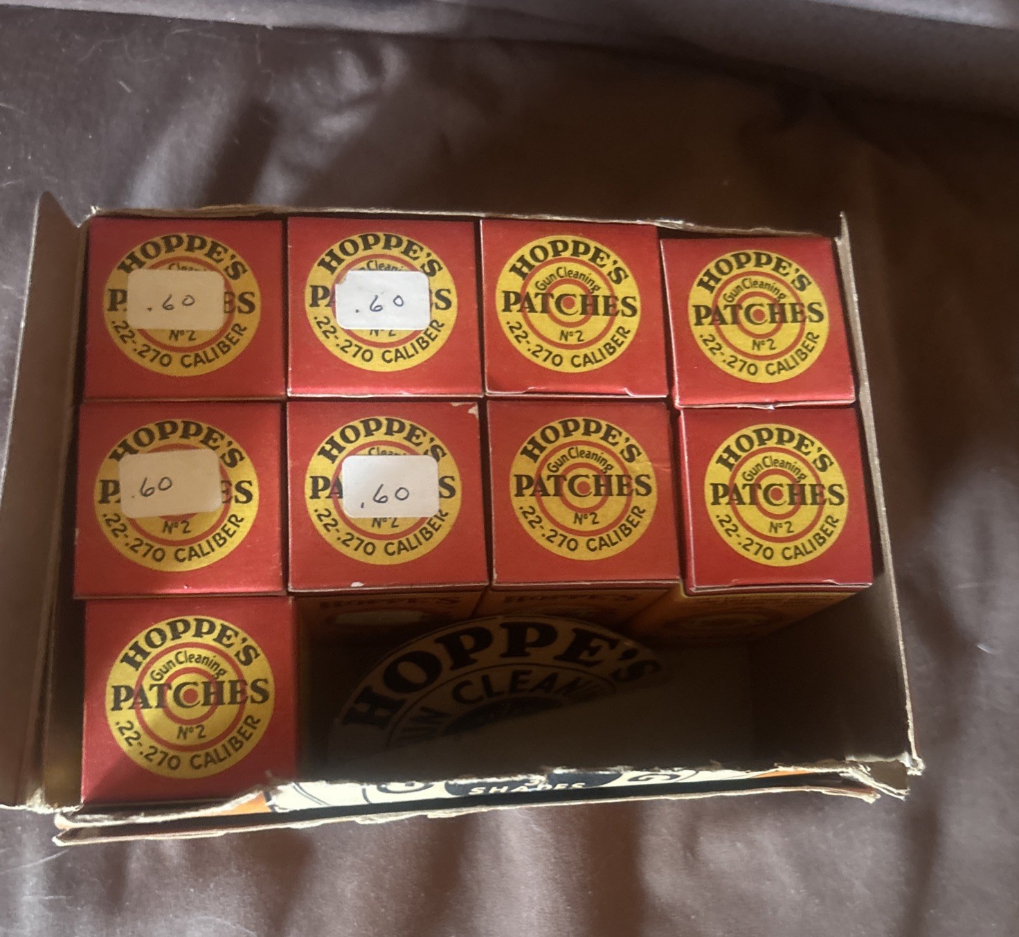 VTG NOS HOPPES Gun Cleaning Patches Store Display Lot of 9 full boxes (900)