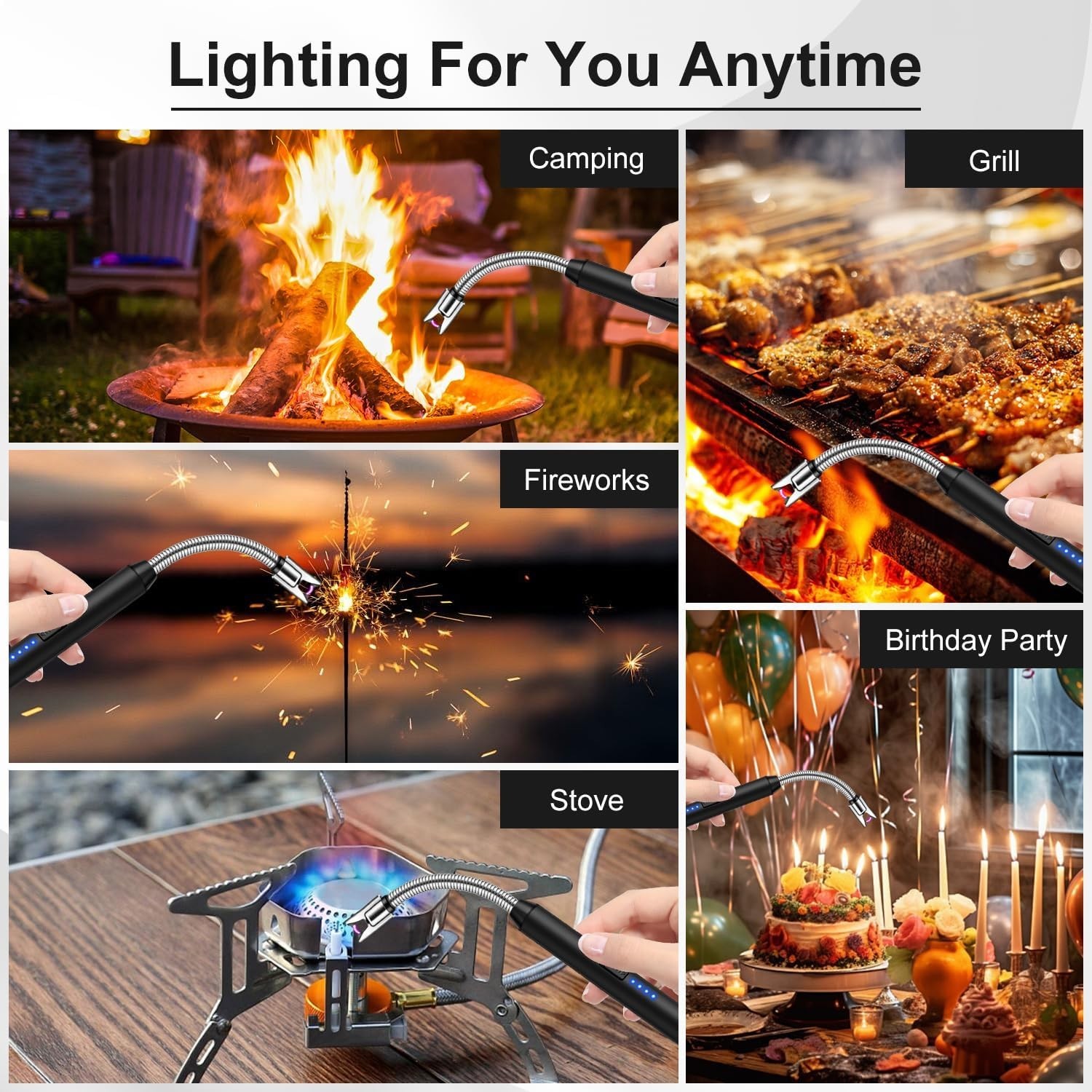 2 Pack Candle Lighter Windproof USB C Rechargeable Electric Lighters with 360...