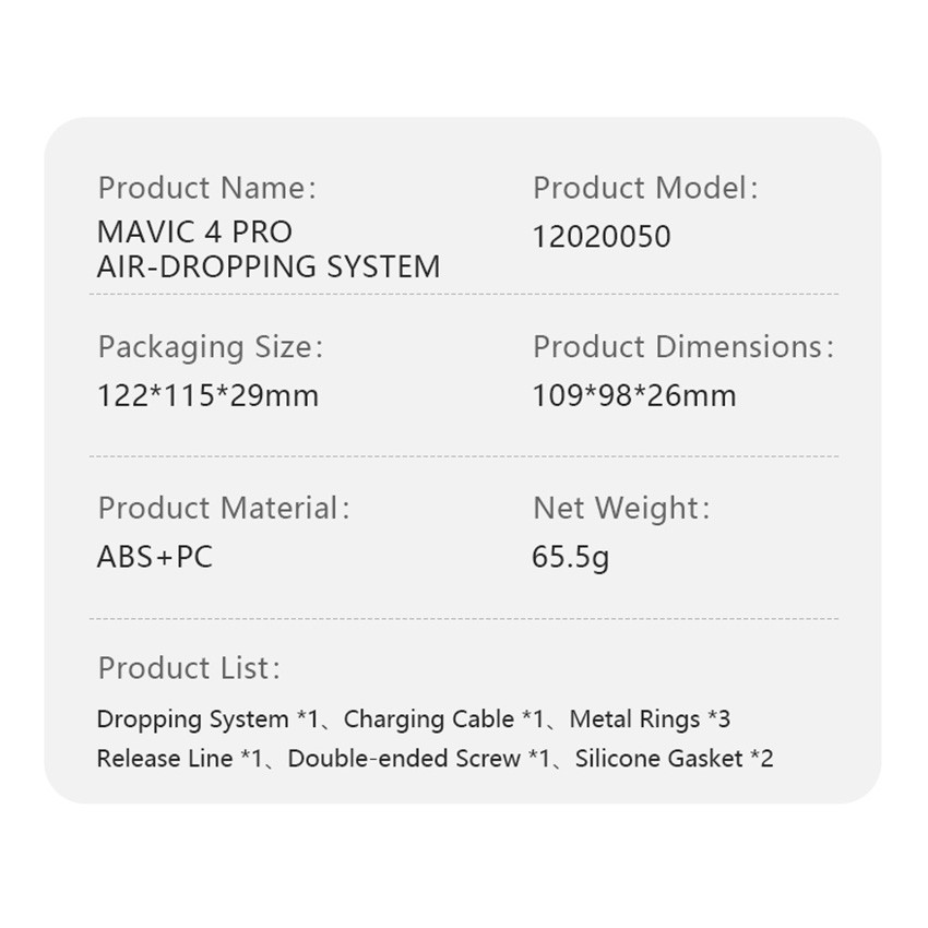 Drone Dropping Payload Delivery Thrower Dropper Device for DJI Mavic 4 Pro