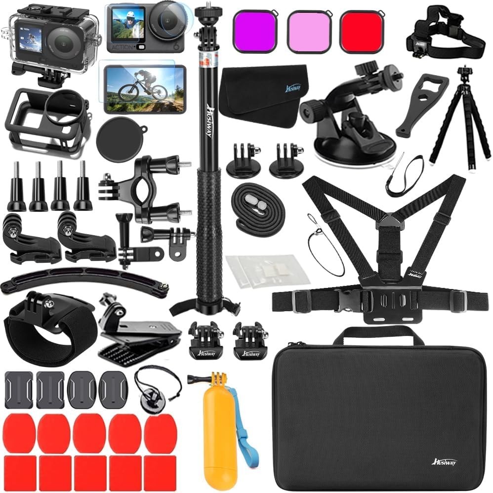 65 in 1 Accessories Kit for Action Camera Waterproof Case Mounts Filters Selfie