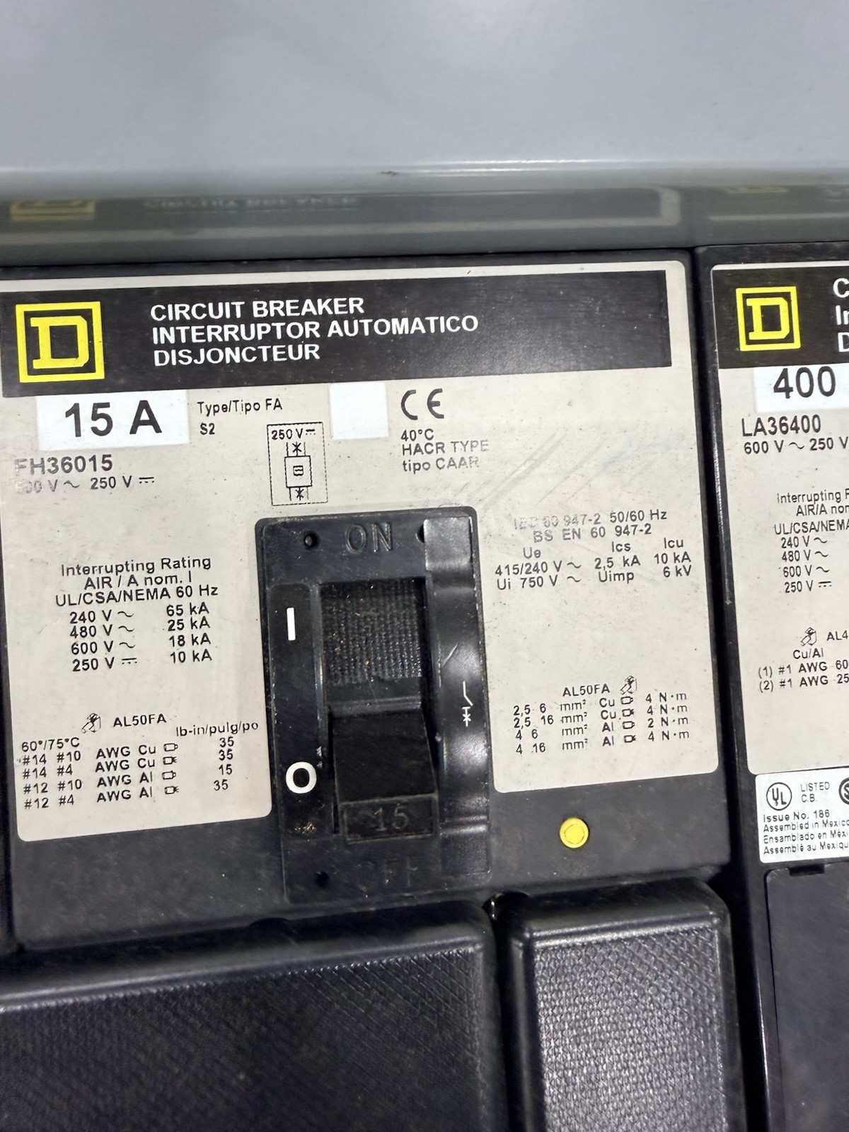 Square D I-Line Panelboard 400A 480V 3PH w/ Main Breaker + Multiple Breakers