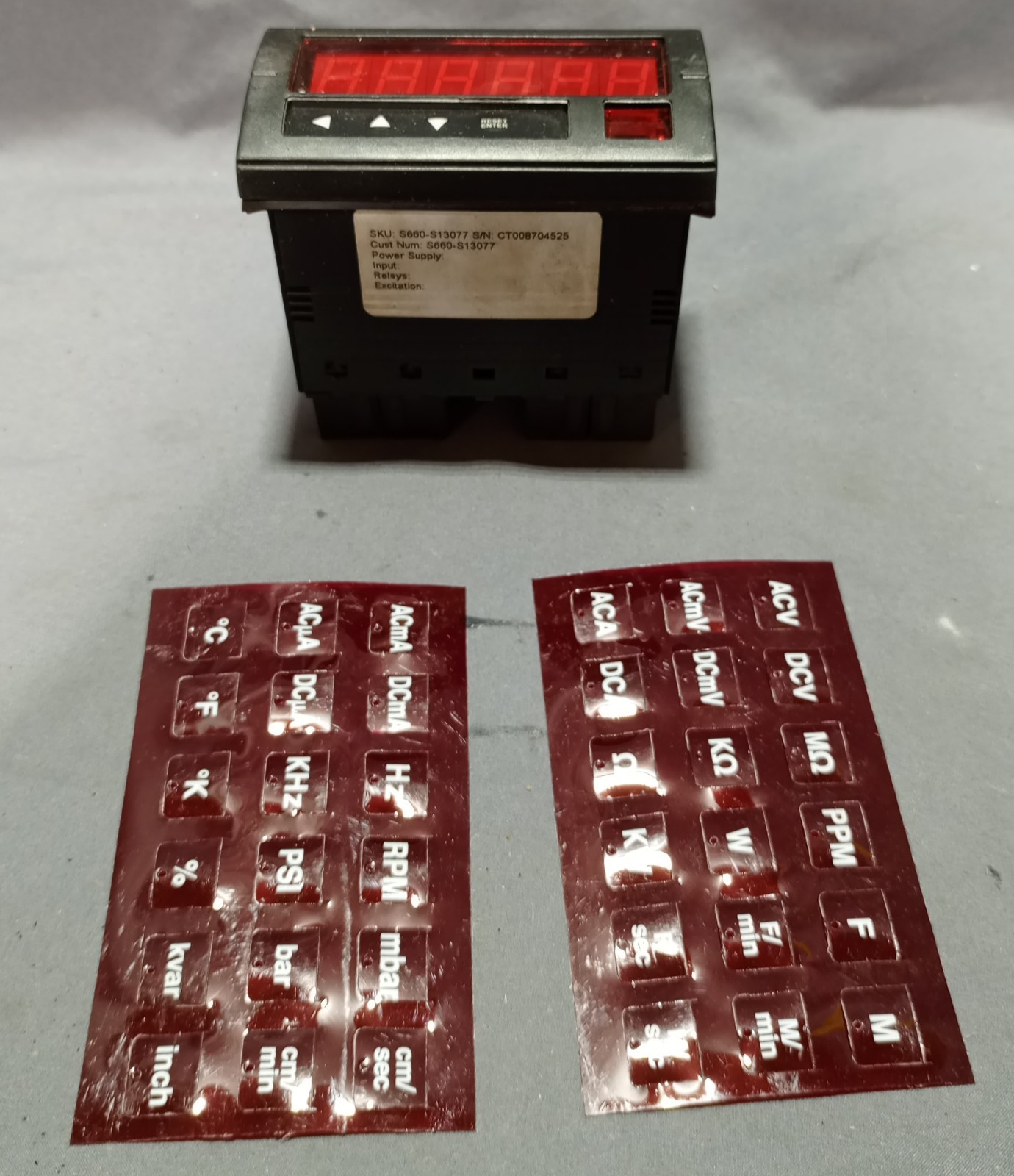 Digital Process Panel Meter Controller S660-S13077 W/ Engineering Unit Overlays